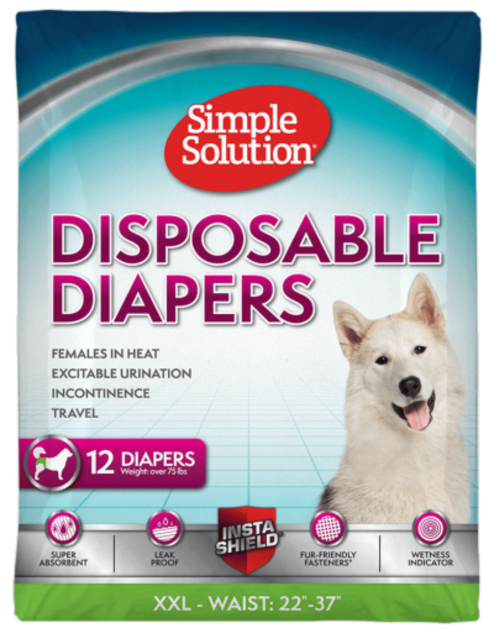 Simple Solution Simple Solution True Fit Disposable Dog Diapers for Female Dogs | XXL | 12 Count