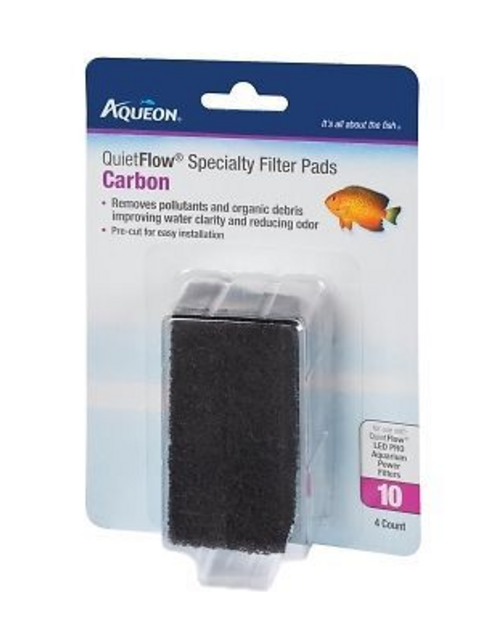 Aqueon Aqueon QuietFlow 10 Specialty Filter Pads Carbon 4 Pack
