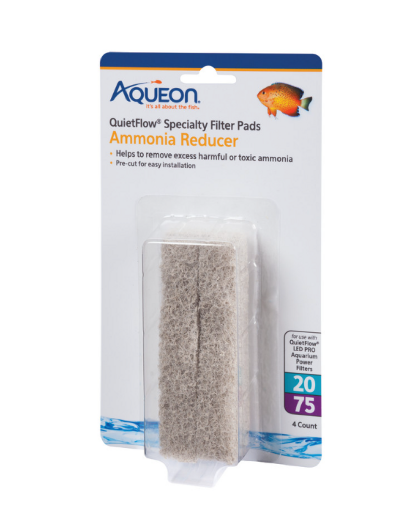 Aqueon Aqueon Ammonia Reducer for QuietFlow LED Pro Power Filter 20/75  4 count