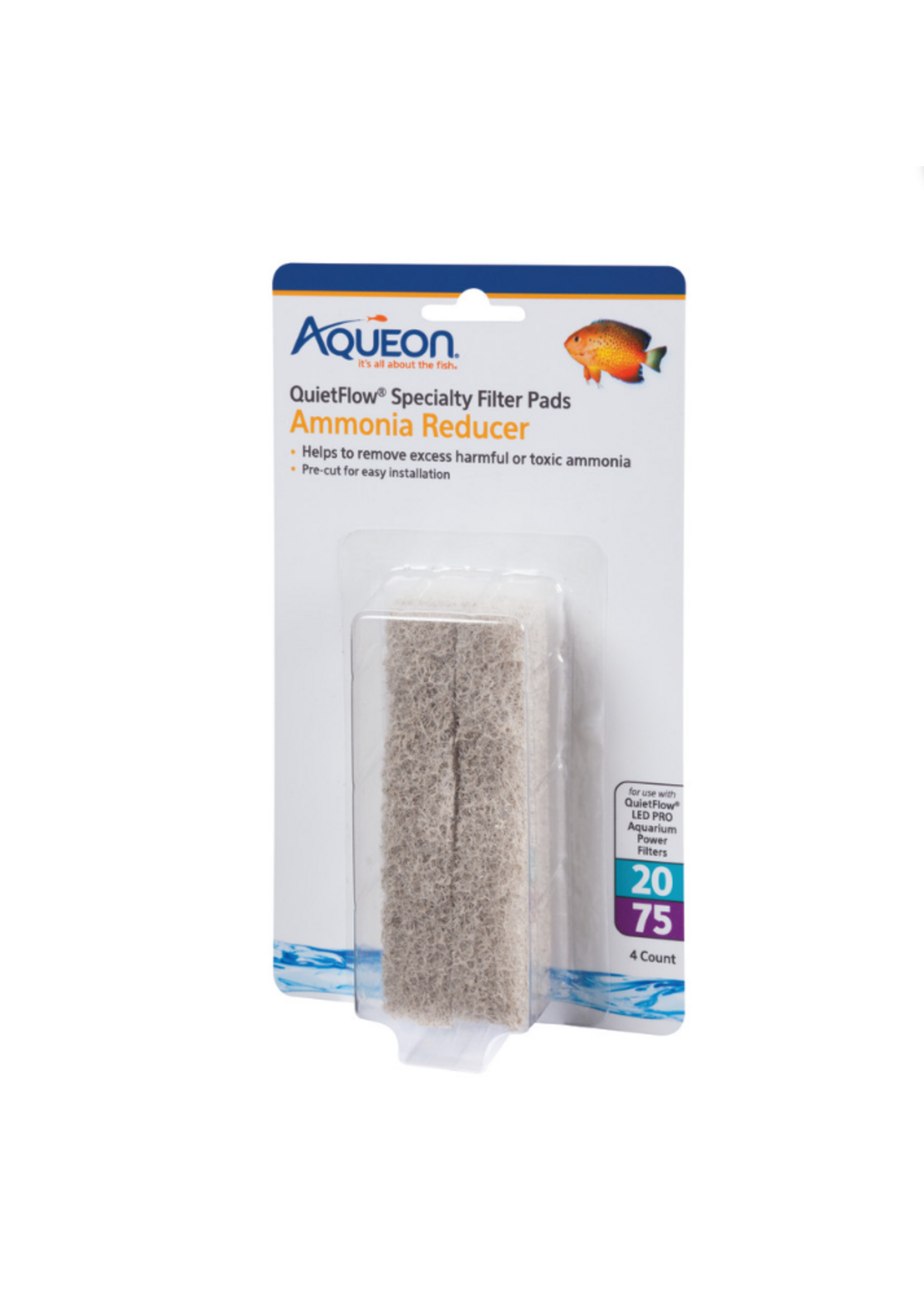Aqueon Aqueon Ammonia Reducer for QuietFlow LED Pro Power Filter 20/75  4 count