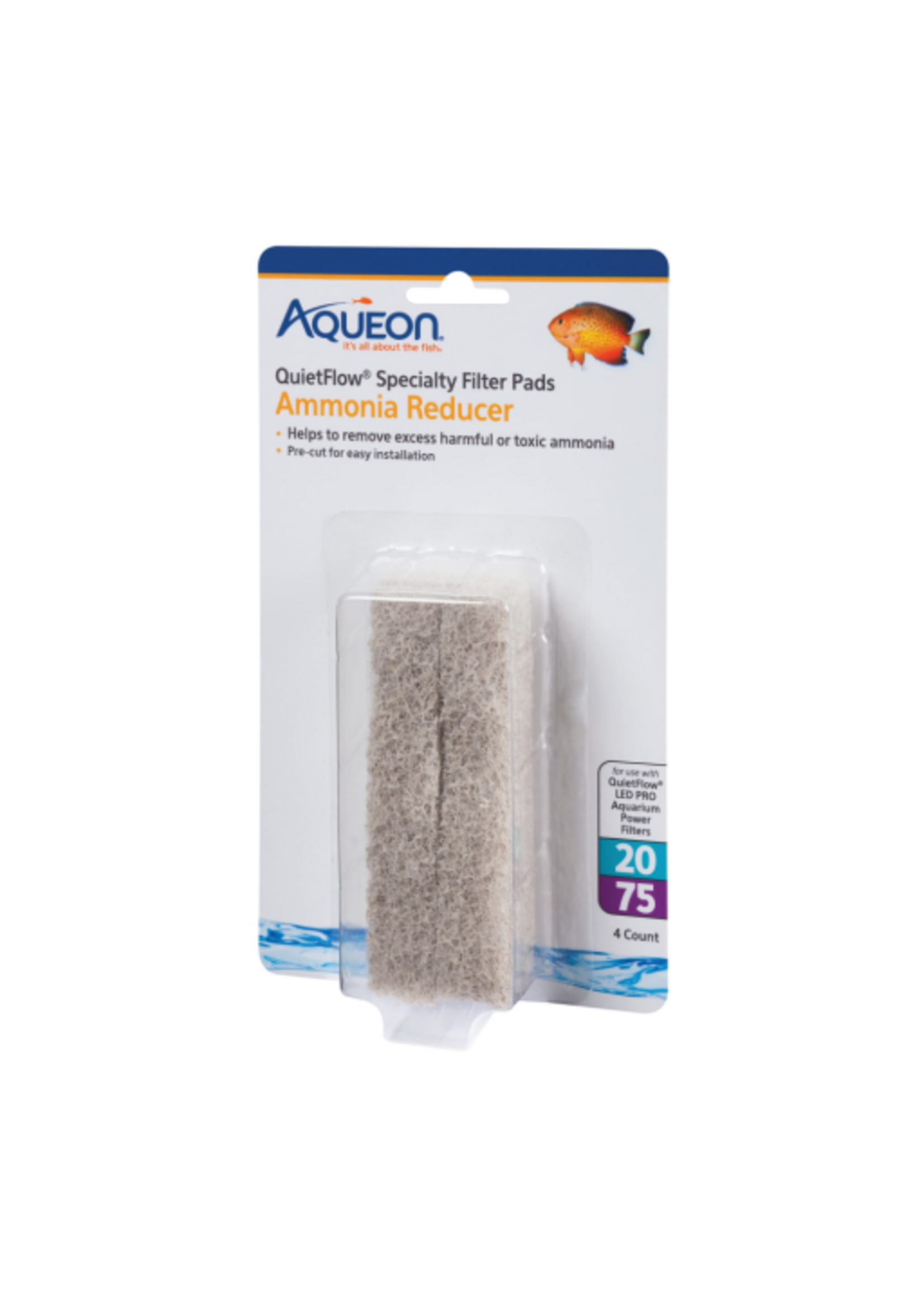 Aqueon Aqueon Ammonia Reducer for QuietFlow LED Pro Power Filter 20/75  4 count
