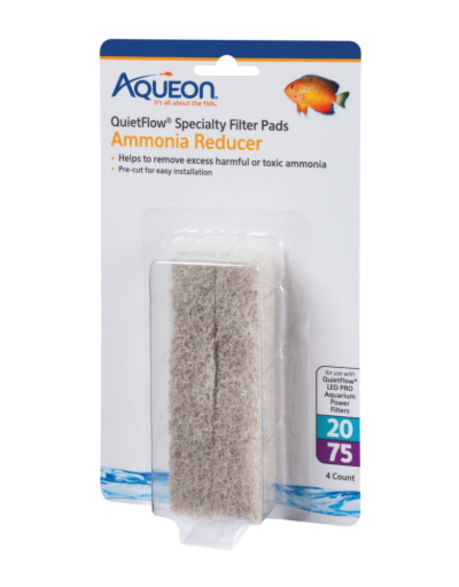 Aqueon Aqueon Ammonia Reducer for QuietFlow LED Pro Power Filter 20/75  4 count