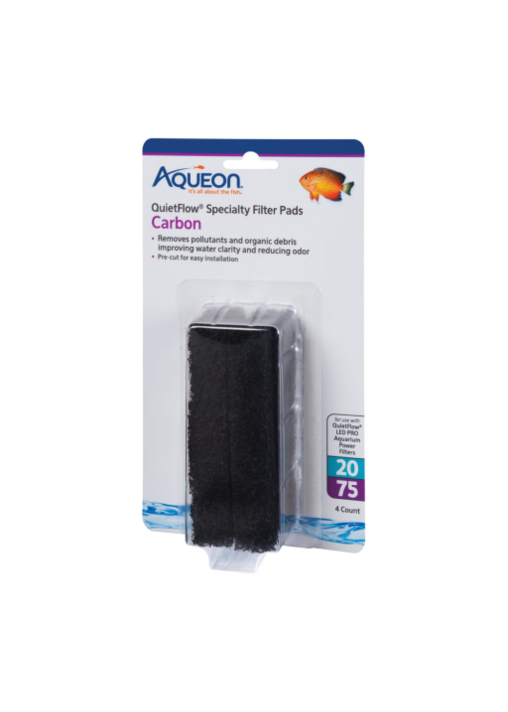 Aqueon Aqueon Replacement Specialty Filter Pads Carbon 20/75 4 Pack
