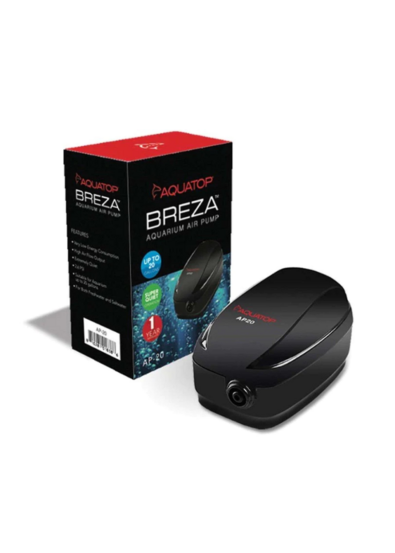 Aquatop Aquatop Breza Aquarium Air Pump Single Outlet Super Quiet up to 20 Gal Fish Tank