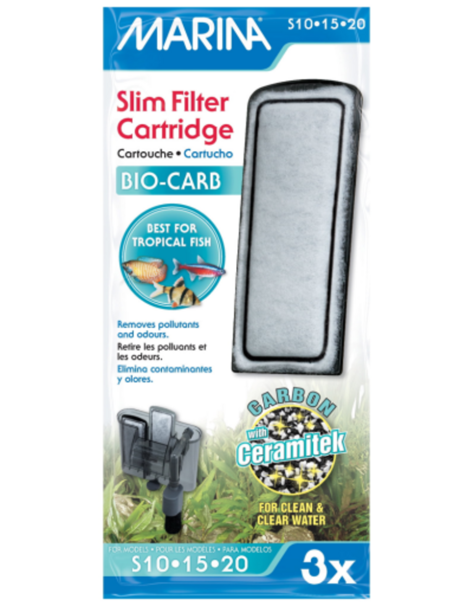 Marina Slim Filter Carbon Plus Ceramic Cartridge  3 Pack
