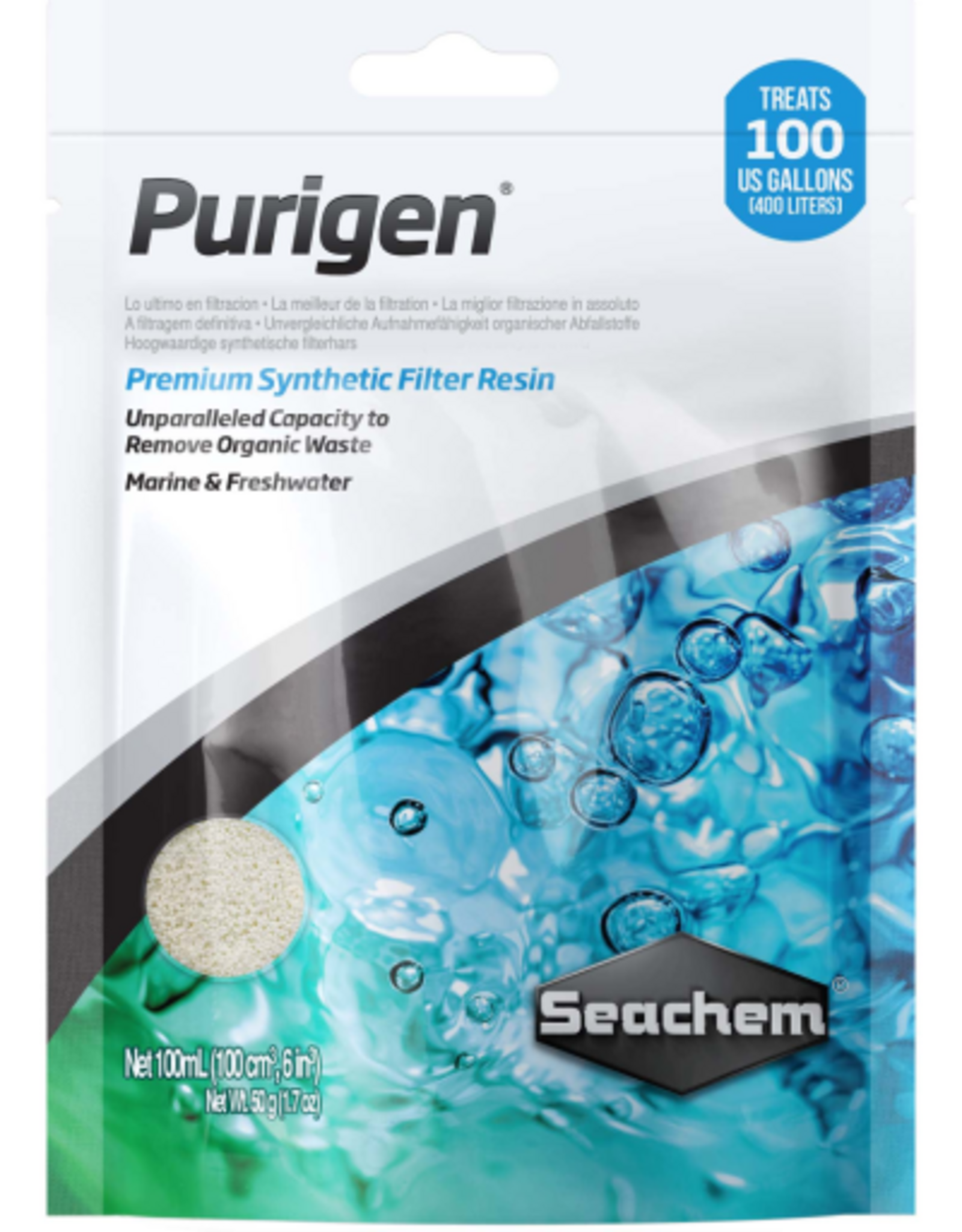Seachem Seachem Purigen Ultimate Filtration 100 ml. Bag Aquarium Fish Tank Filter Media