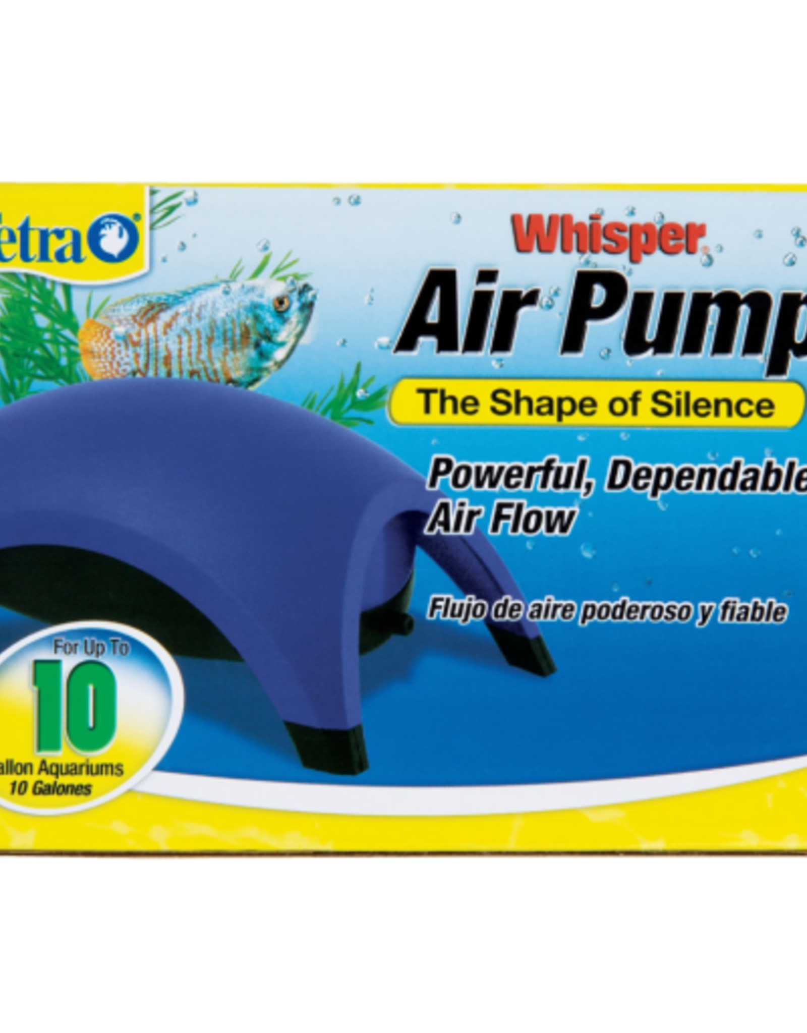 Tetra Tetra Whisper Air Pump up to 10 Gallons  for Aquariums  Powerful Airflow  Blue