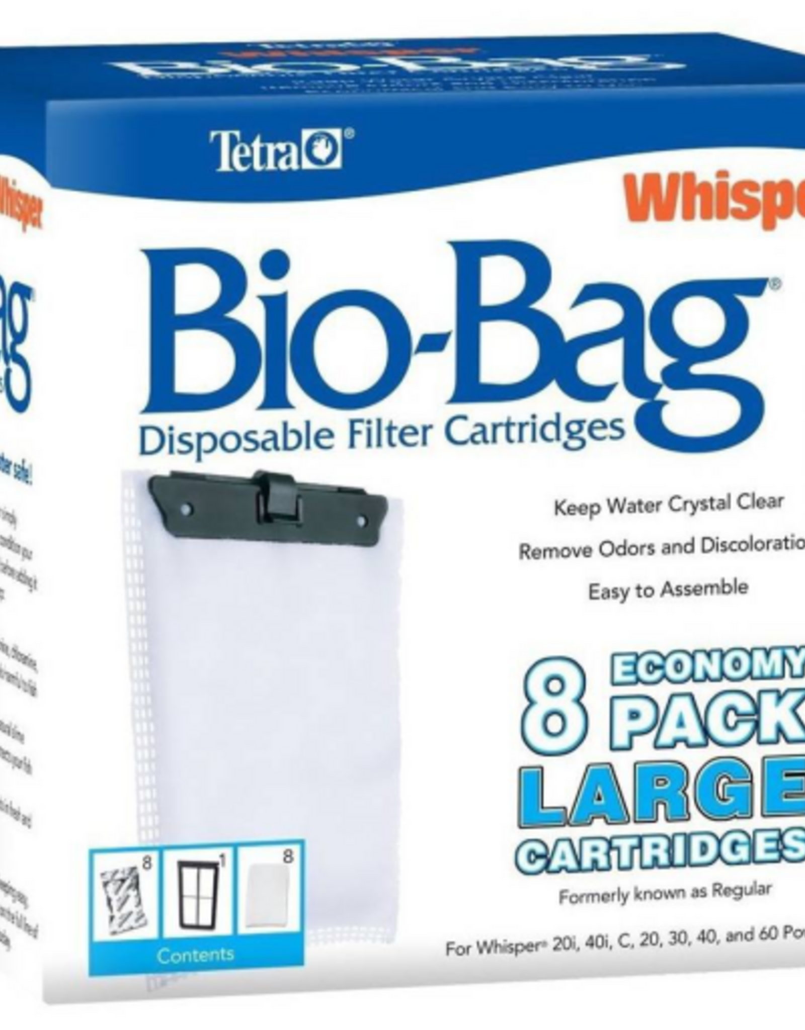 Tetra Tetra Whisper Bio-Bag Disposable Filter Cartridges 8 Count  for Aquariums  Large  Unassembled
