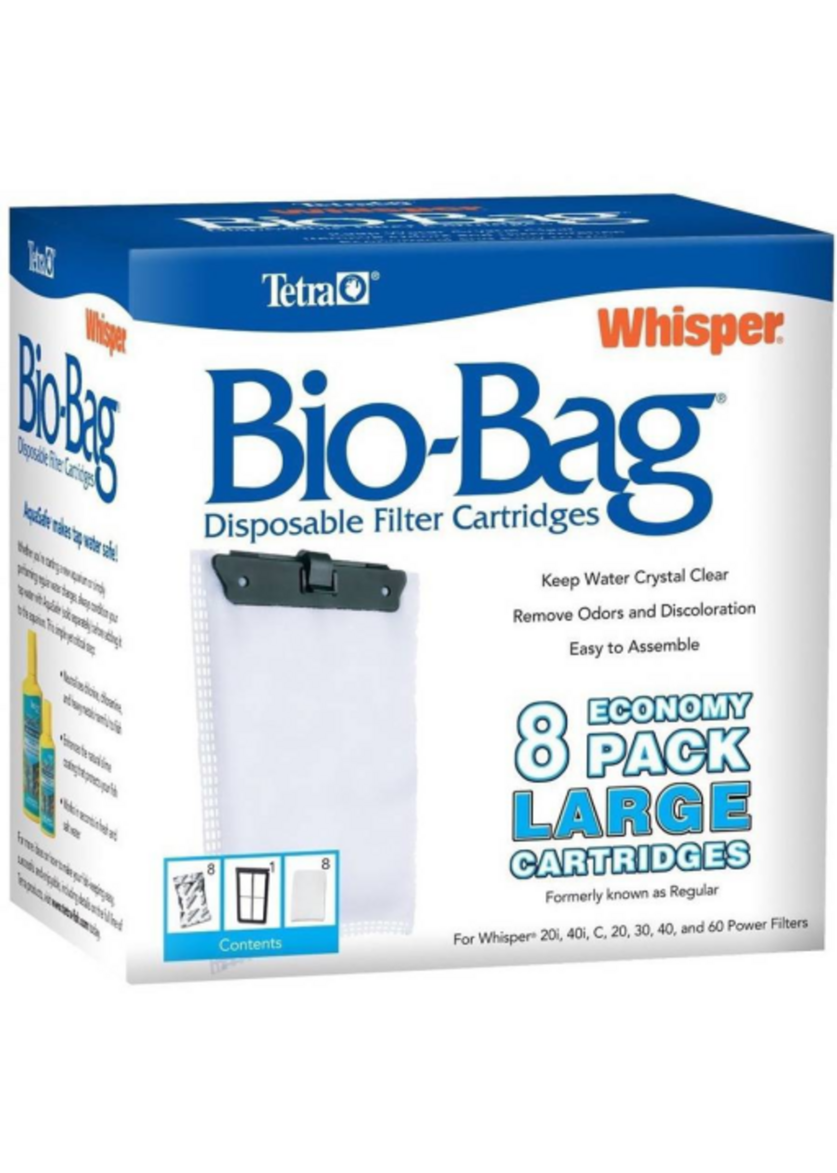 Tetra Tetra Whisper Bio-Bag Disposable Filter Cartridges 8 Count  for Aquariums  Large  Unassembled