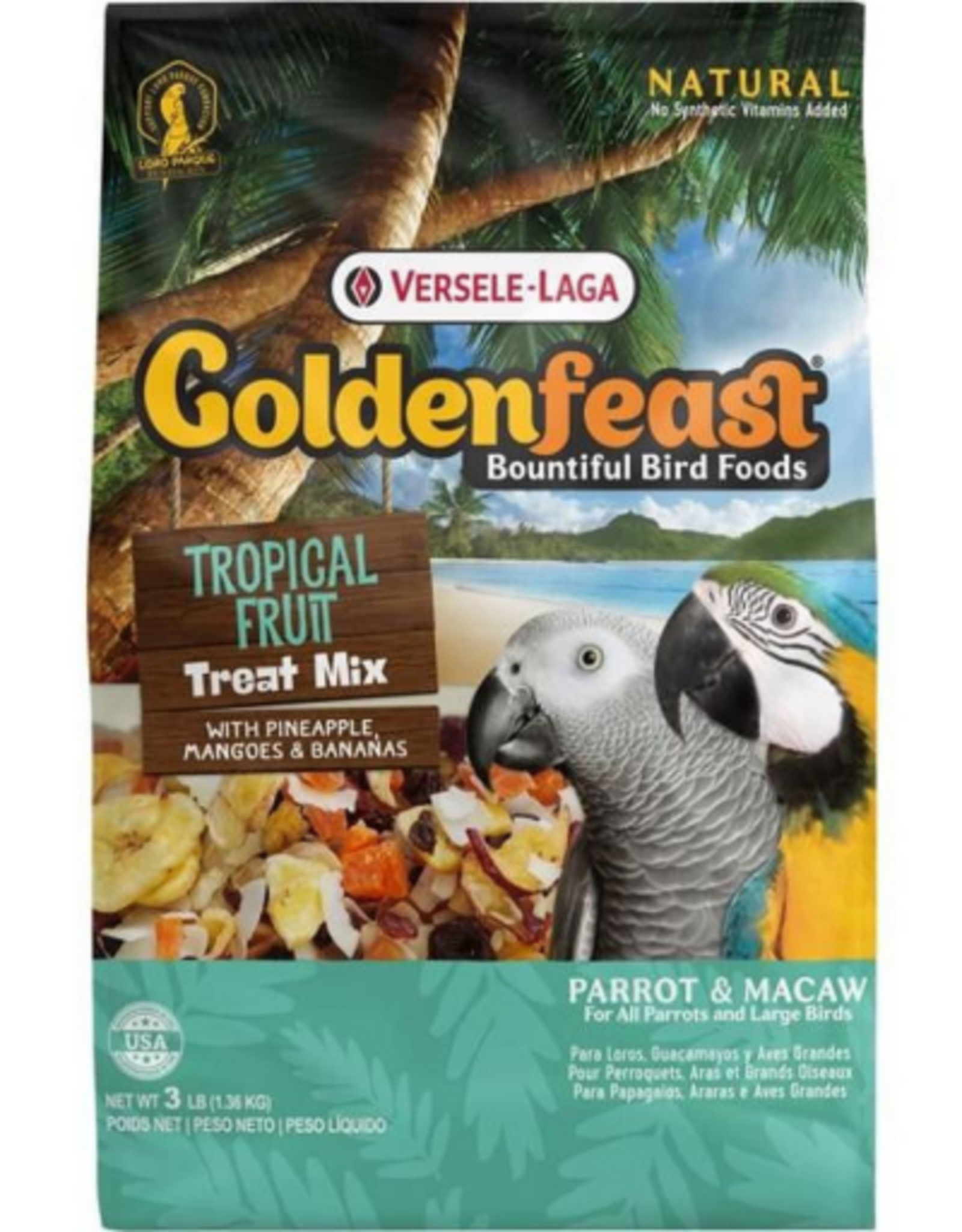 Versele-Laga Higgins Versele-Laga Higgins Goldenfeast Tropical Fruit Treat Mix for Parrot & Macaws - 3 lbs