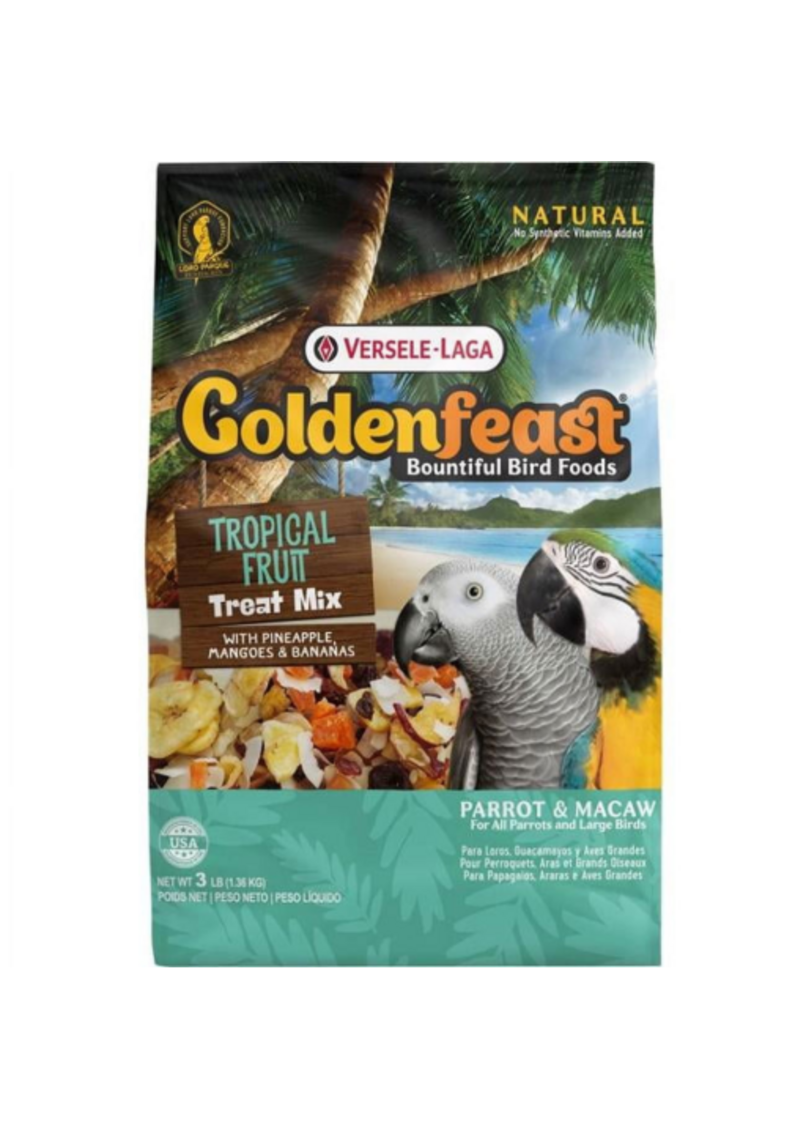 Versele-Laga Higgins Versele-Laga Higgins Goldenfeast Tropical Fruit Treat Mix for Parrot & Macaws - 3 lbs