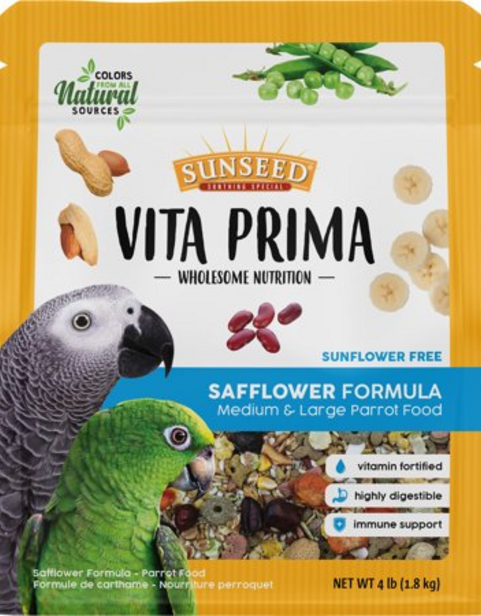Vitakraft Sun Seed Sunseed Vita Prima Safflower Large Parrot Food - 4 Lbs.