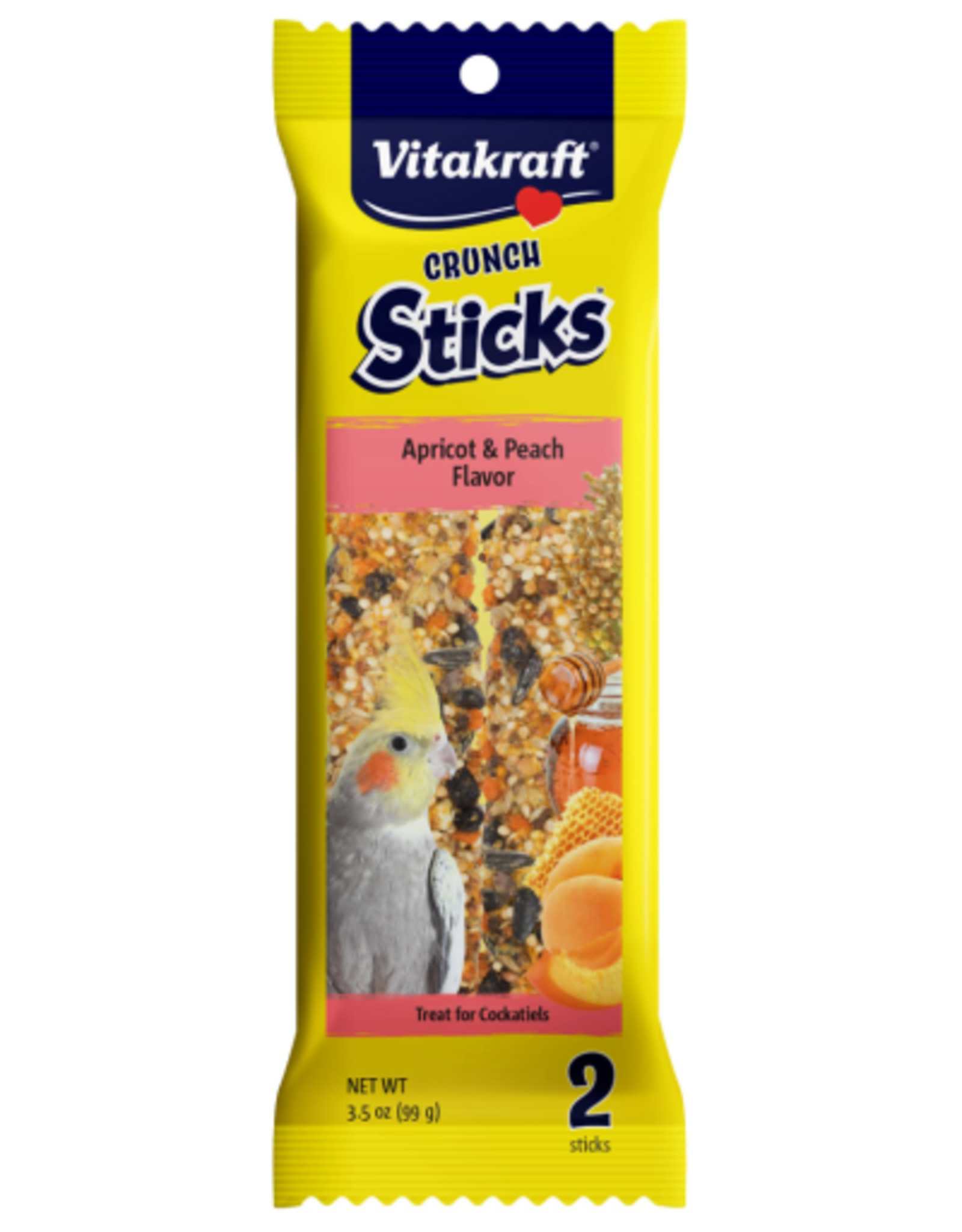 Vitakraft Sun Seed Vitakraft Crunch Sticks Cockatiel Treat - Apricot and Peach - 2 Sticks