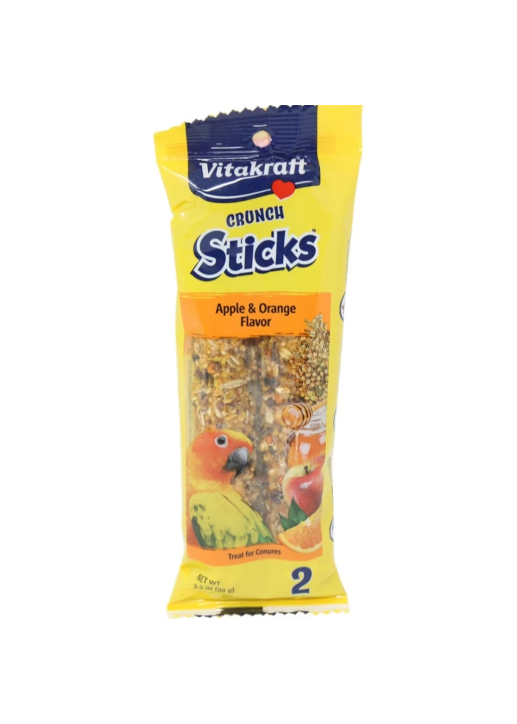 Vitakraft Sun Seed Vitakraft Crunch Sticks Conure Treat - Apple and Orange - 2 Sticks