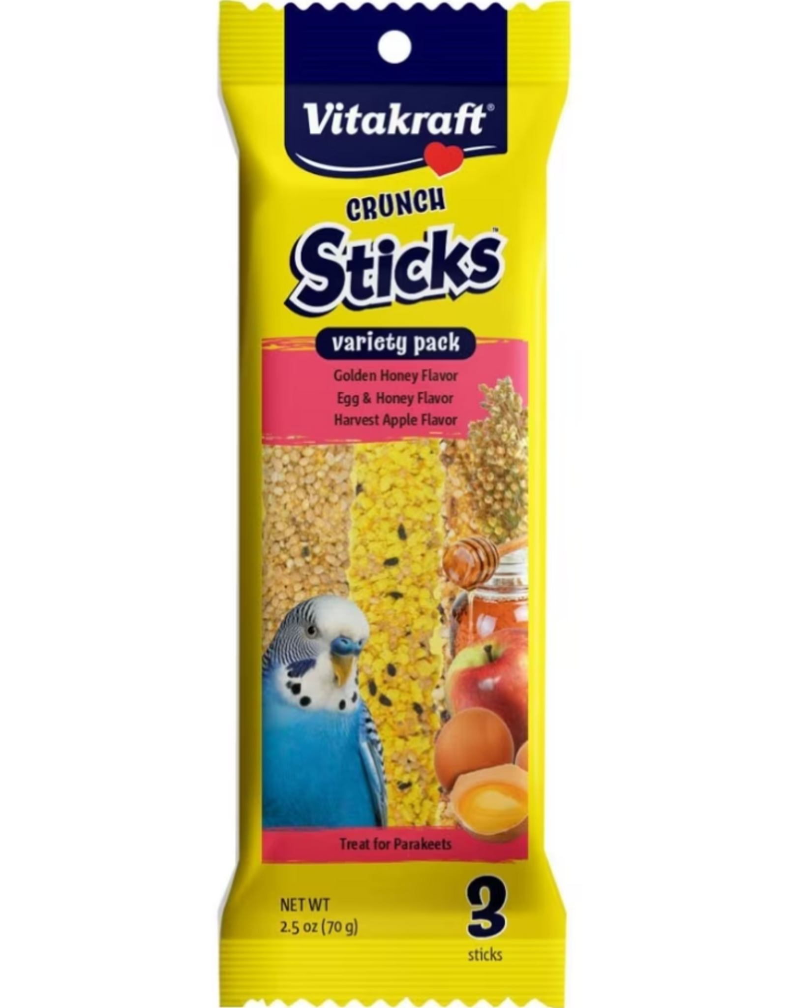Vitakraft Sun Seed Vitakraft Crunch Sticks Parakeet Treat - Honey Egg and Apple - Variety Pack
