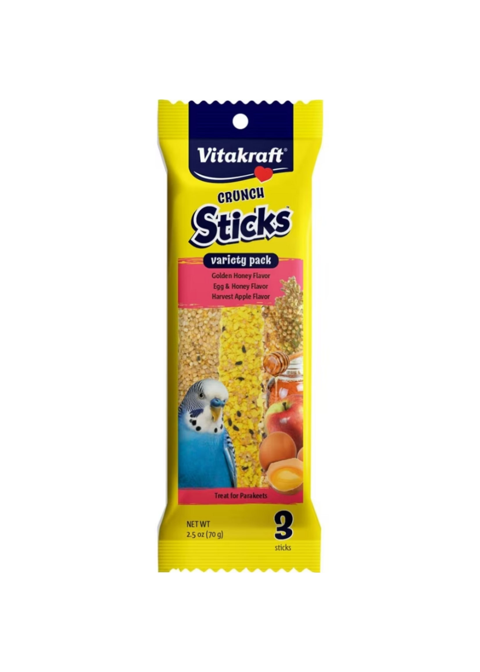 Vitakraft Sun Seed Vitakraft Crunch Sticks Parakeet Treat - Honey Egg and Apple - Variety Pack