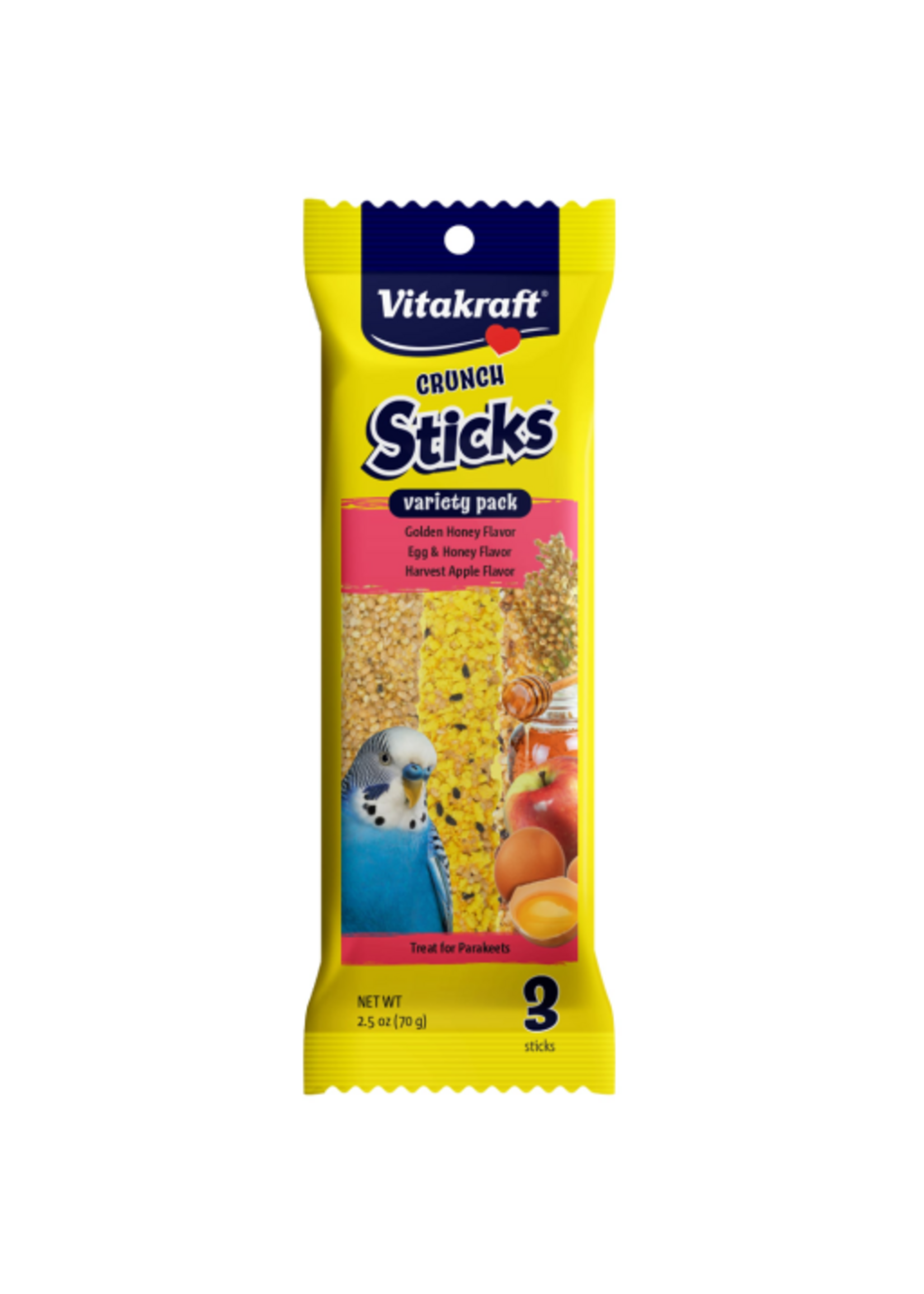 Vitakraft Sun Seed Vitakraft Crunch Sticks Parakeet Treat - Honey Egg and Apple - Variety Pack