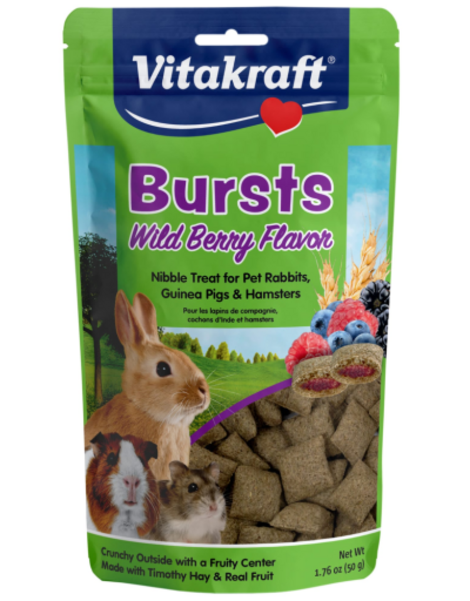 Vitakraft Sun Seed Vitakraft Bursts Small Animal Treats - Wild Berry Snacks - 1.76 oz