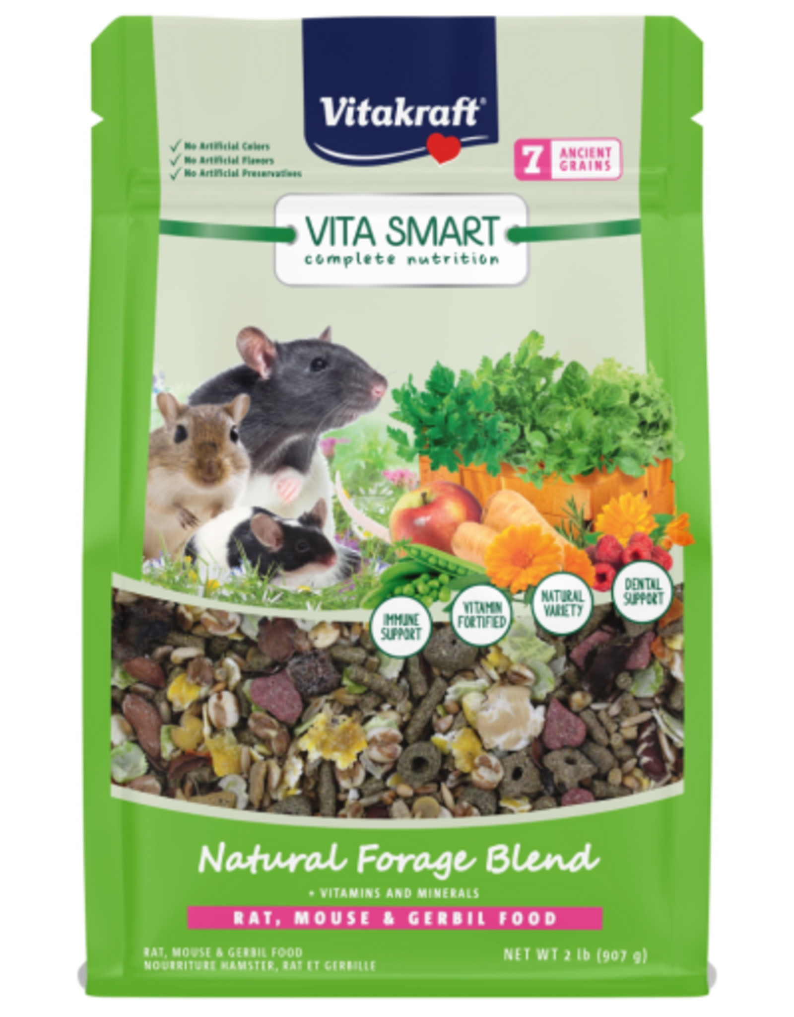 Vitakraft Sun Seed Vitakraft Vita Smart Rat and Mouse Food - Complete Nutrition - Premium Fortified Blend with Ancient Grains for Rats Mice and Gerbils - 2 lb