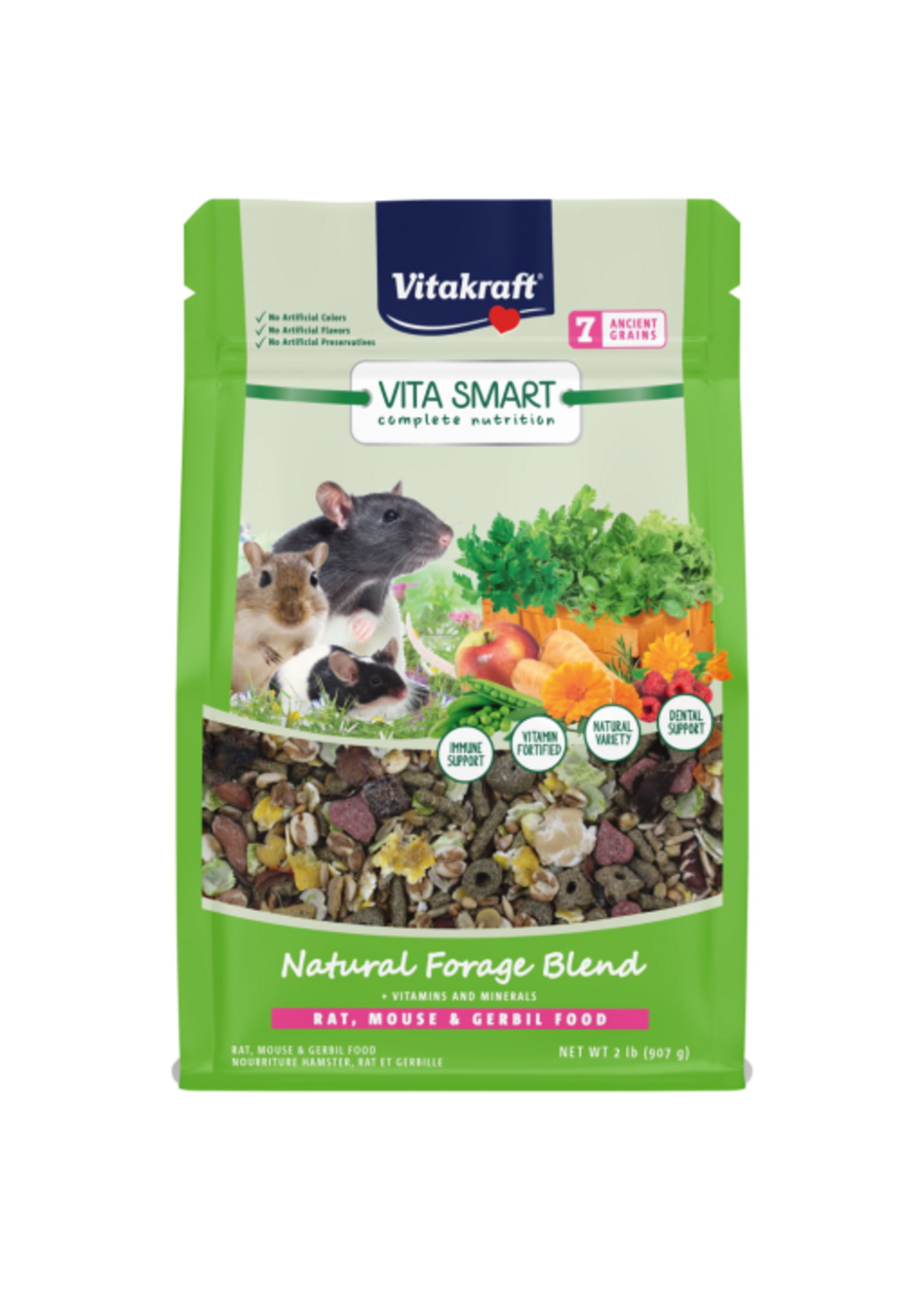 Vitakraft Sun Seed Vitakraft Vita Smart Rat and Mouse Food - Complete Nutrition - Premium Fortified Blend with Ancient Grains for Rats Mice and Gerbils - 2 lb