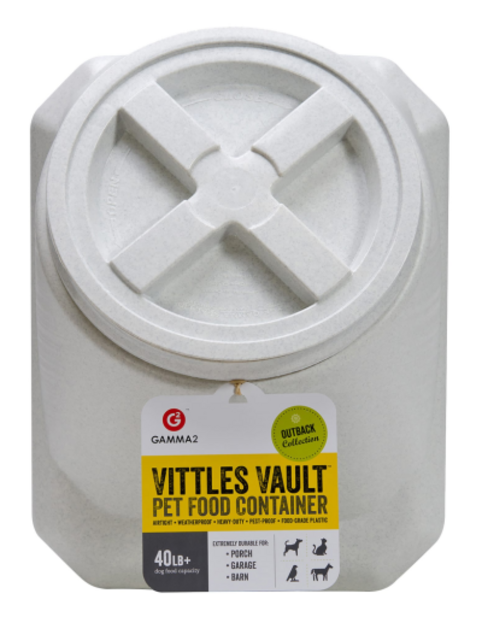 Petmate Gamma2 Vittles Vault Outback Stackable Plastic Pet Food Storage Container  Grey  40 Pound Capacity