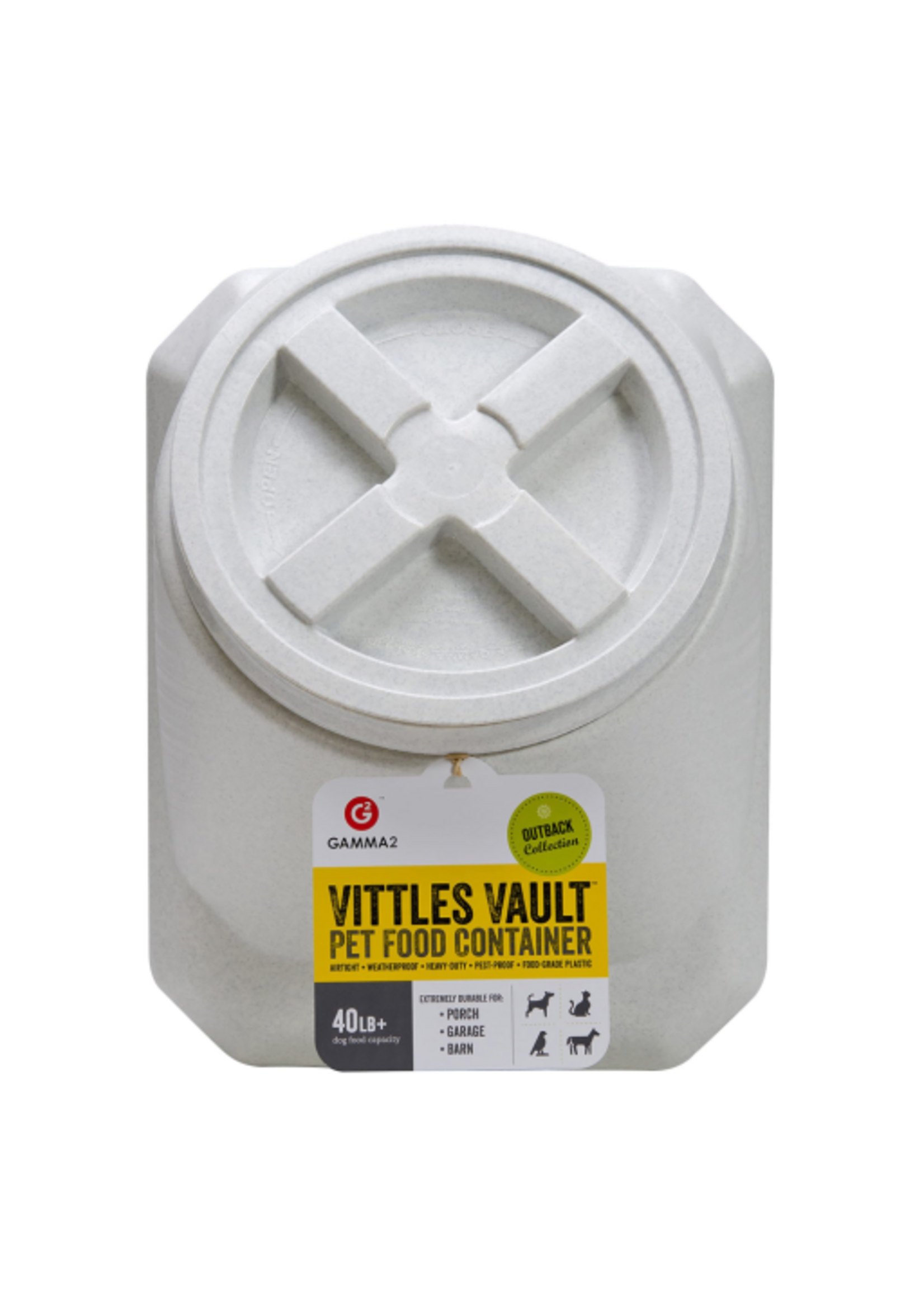 Petmate Gamma2 Vittles Vault Outback Stackable Plastic Pet Food Storage Container  Grey  40 Pound Capacity