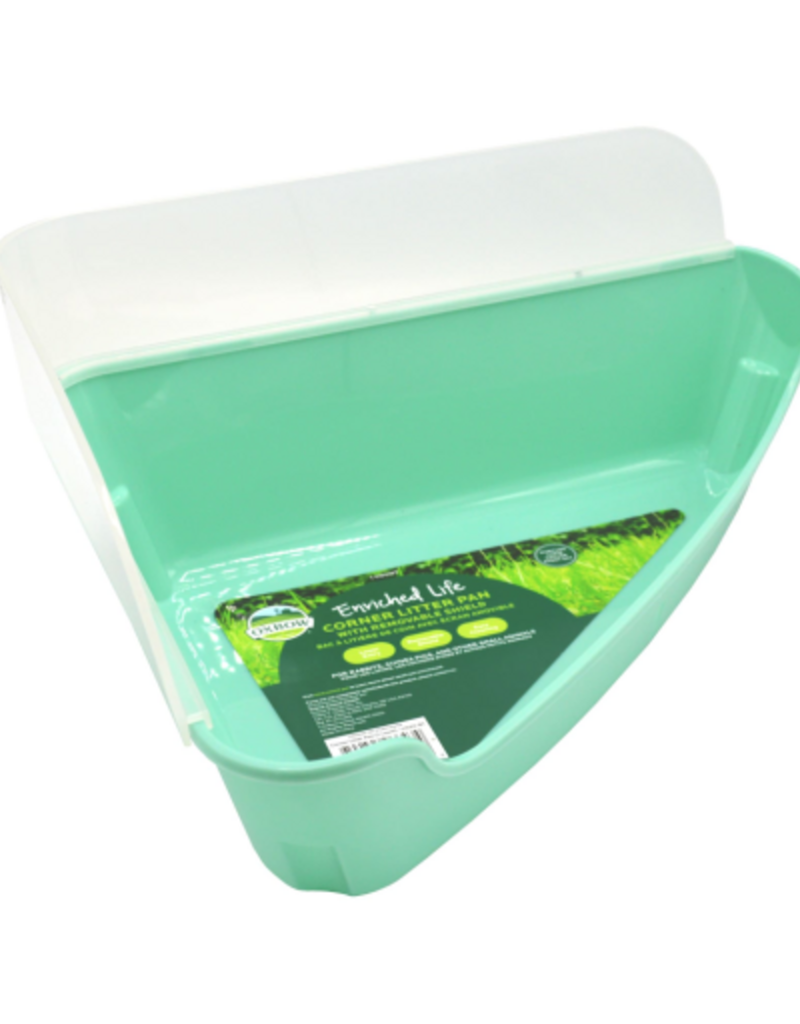 Oxbow Oxbow Animal Health Enriched Life Corner Litter Pan with Removable Shield, 1.03 LBS, Teal
