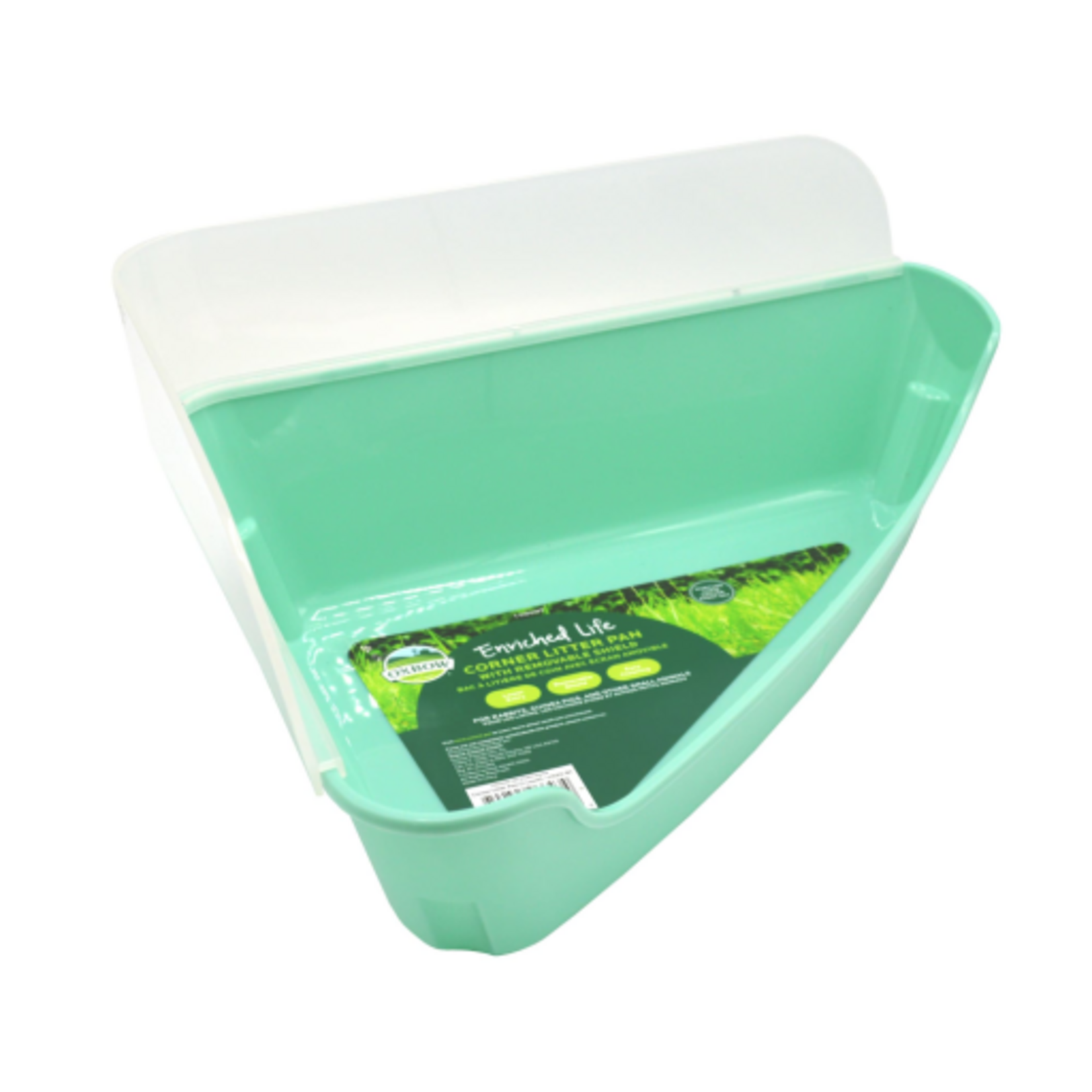 Oxbow Oxbow Animal Health Enriched Life Corner Litter Pan with Removable Shield, 1.03 LBS, Teal