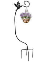 Panacea Woodlink Staked Basket Hanger with Bird Black 4 H