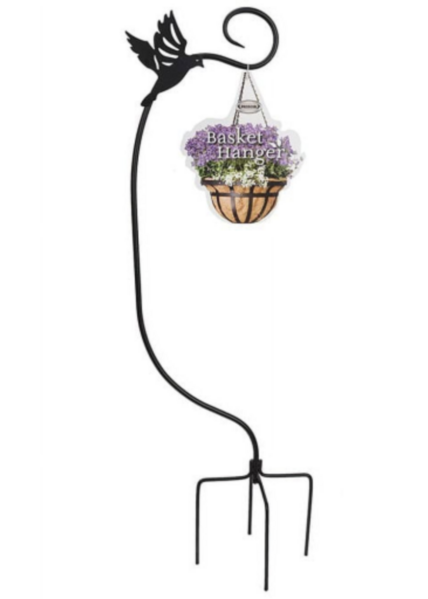 Panacea Woodlink Staked Basket Hanger with Bird Black 4 H
