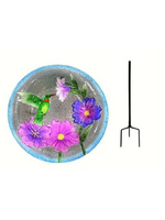 Songbird Essentials Songbird Essentials Hummingbird Glass Birdbath w/ Pole and Ground Stake 13 in