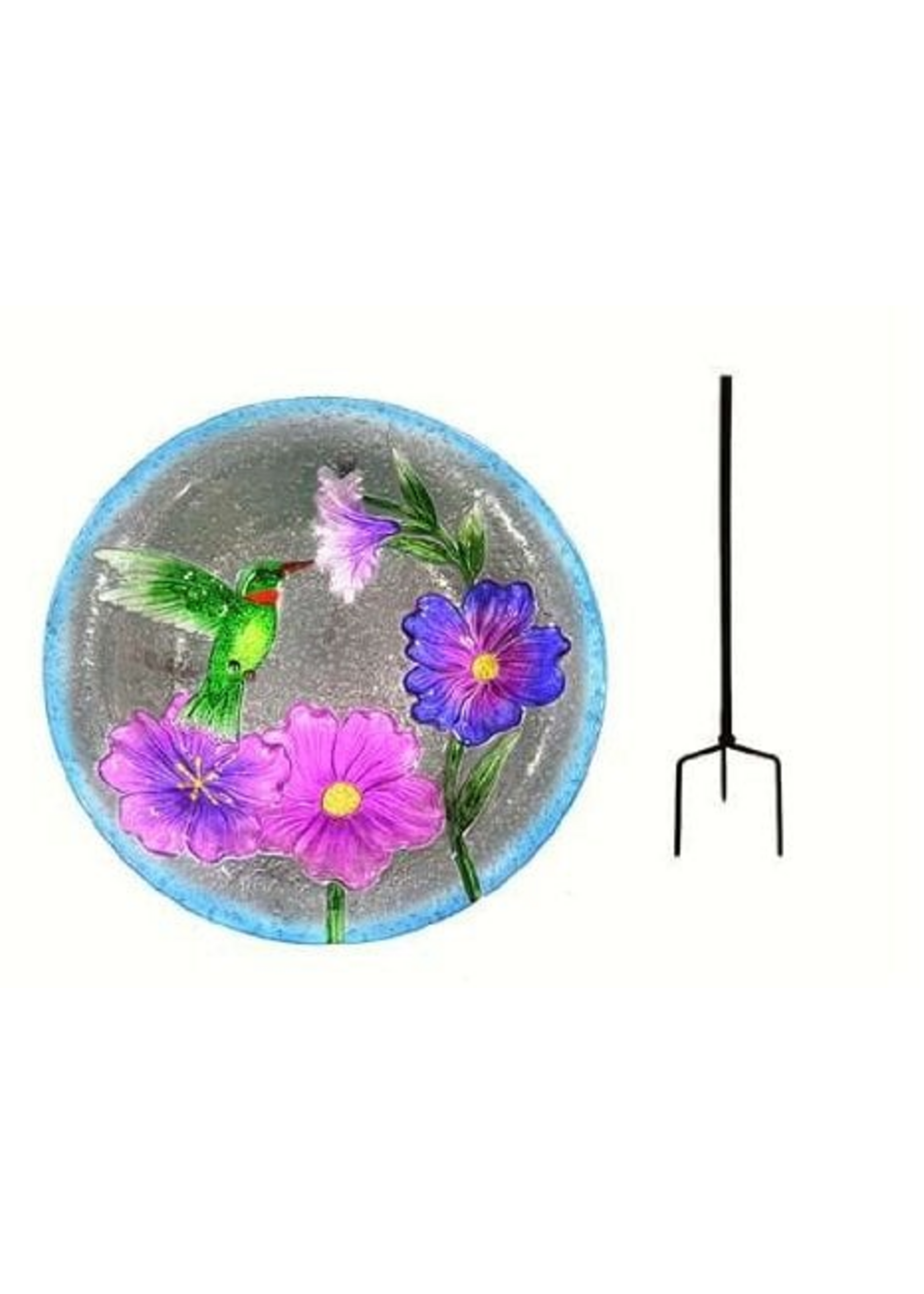 Songbird Essentials Songbird Essentials Hummingbird Glass Birdbath w/ Pole and Ground Stake 13 in