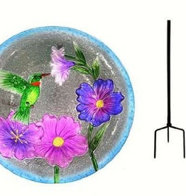 Songbird Essentials Songbird Essentials Hummingbird Glass Birdbath w/ Pole and Ground Stake 13 in