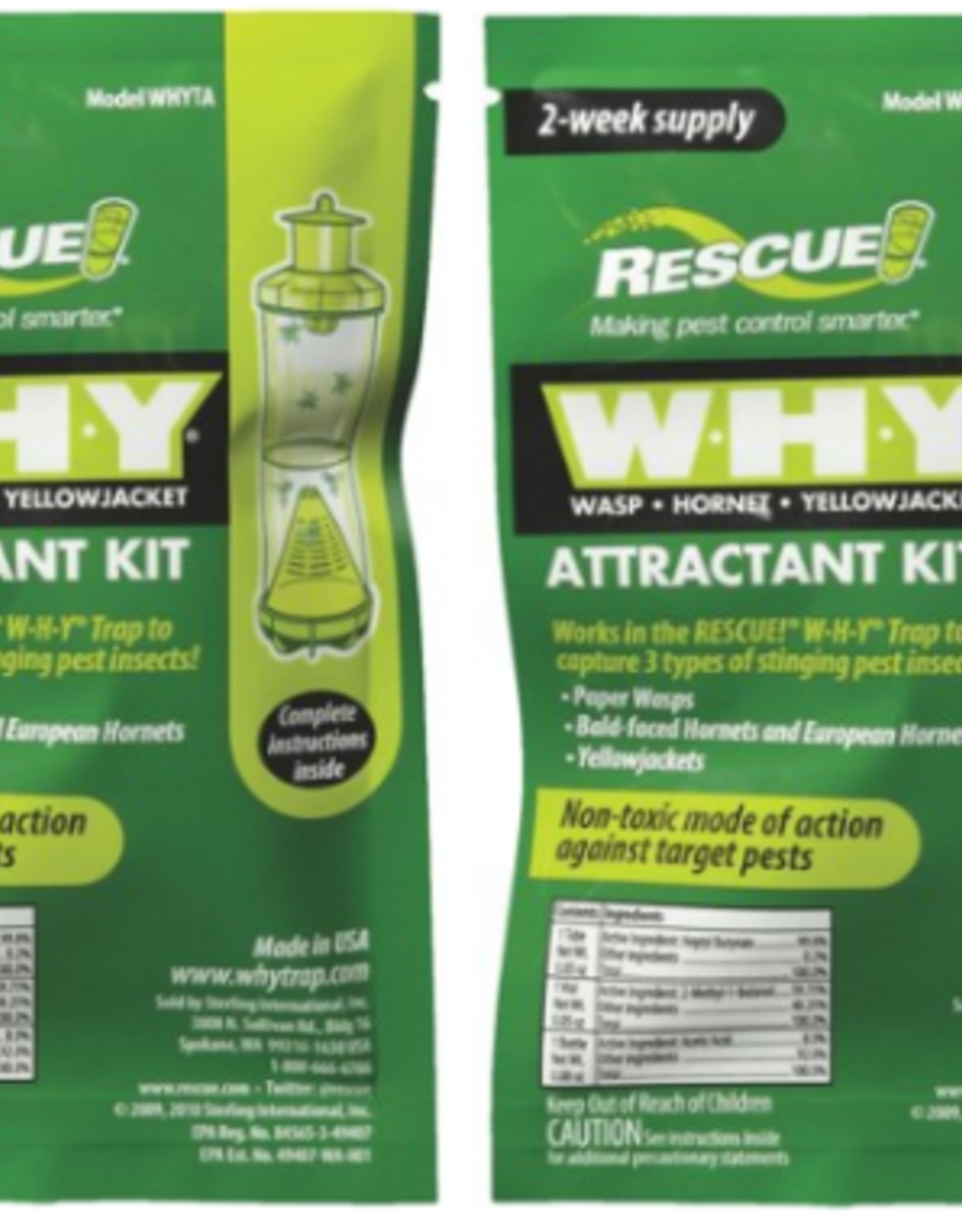 RESCUE! RESCUE! Non-Toxic Wasp Hornet Yellowjacket Trap (WHY Trap) Attractant Refill - 2 Week Refill