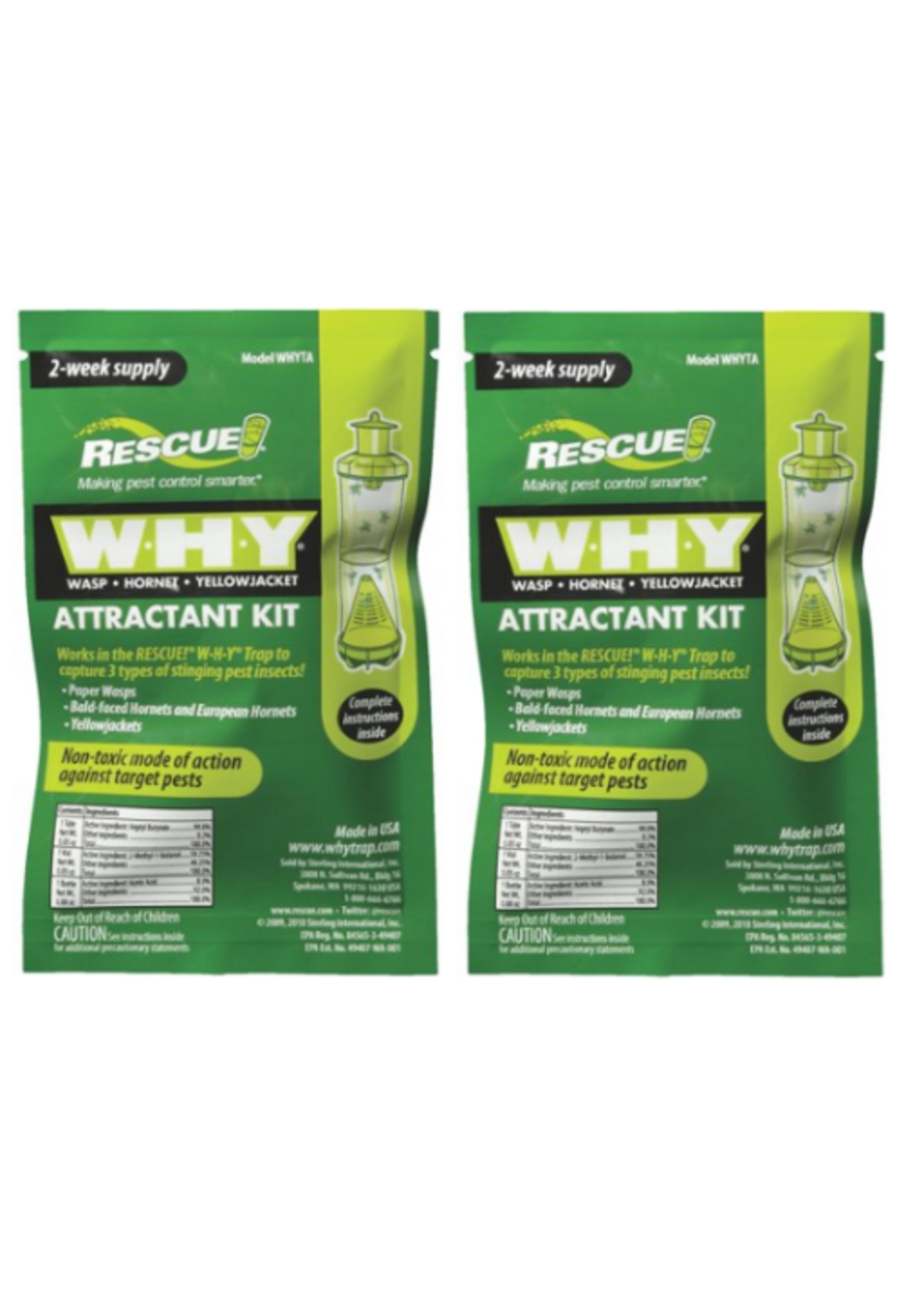 RESCUE! RESCUE! Non-Toxic Wasp Hornet Yellowjacket Trap (WHY Trap) Attractant Refill - 2 Week Refill