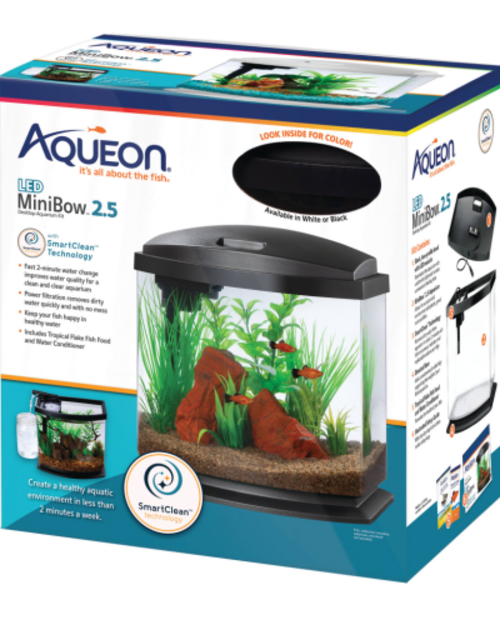 Aqueon Aqueon Mini Bow LED Smartclean Kit - 2.5 gallon, Black