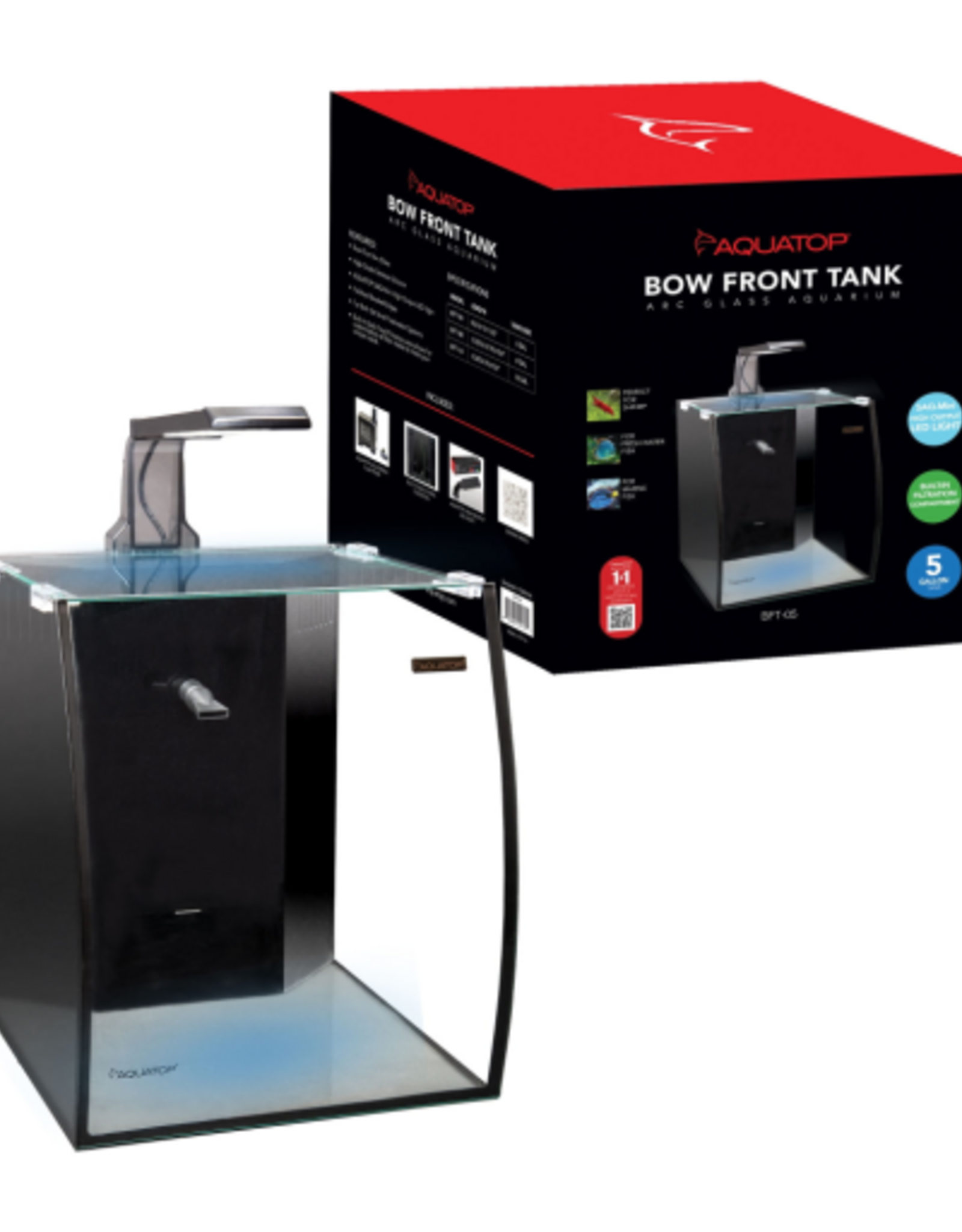 Aquatop Aquatop Bow Front Glass Aquarium Desktop Fish Tank  All In One with Pump and LED Light - 5 Gallon