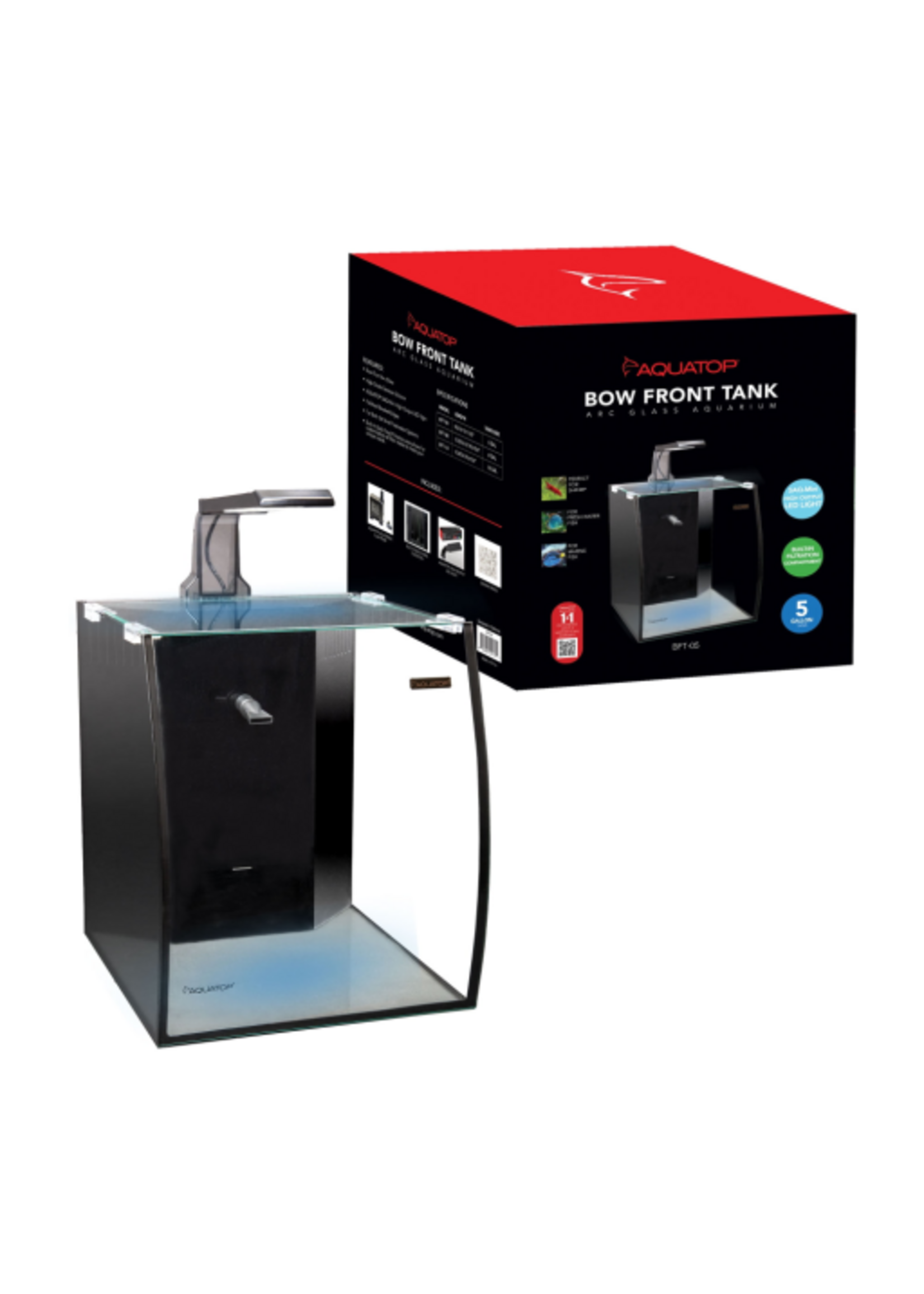 Aquatop Aquatop Bow Front Glass Aquarium Desktop Fish Tank  All In One with Pump and LED Light - 5 Gallon
