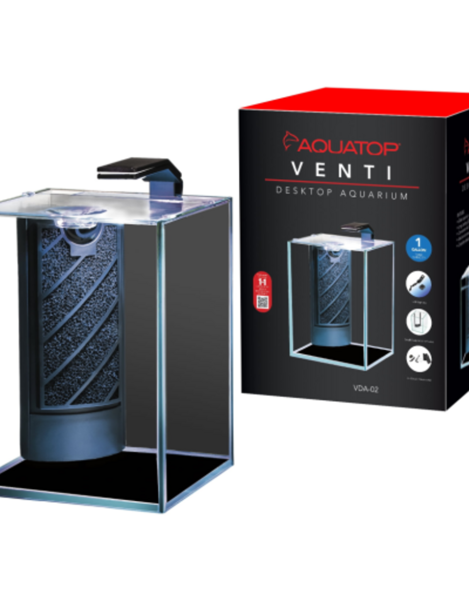 Aquatop Aquatop Venti Air Driven Glass Aquarium Tank  0.5 cm Showcase Glass Complete Kit Includes 1.4 Gal Fish Tank  LED Light