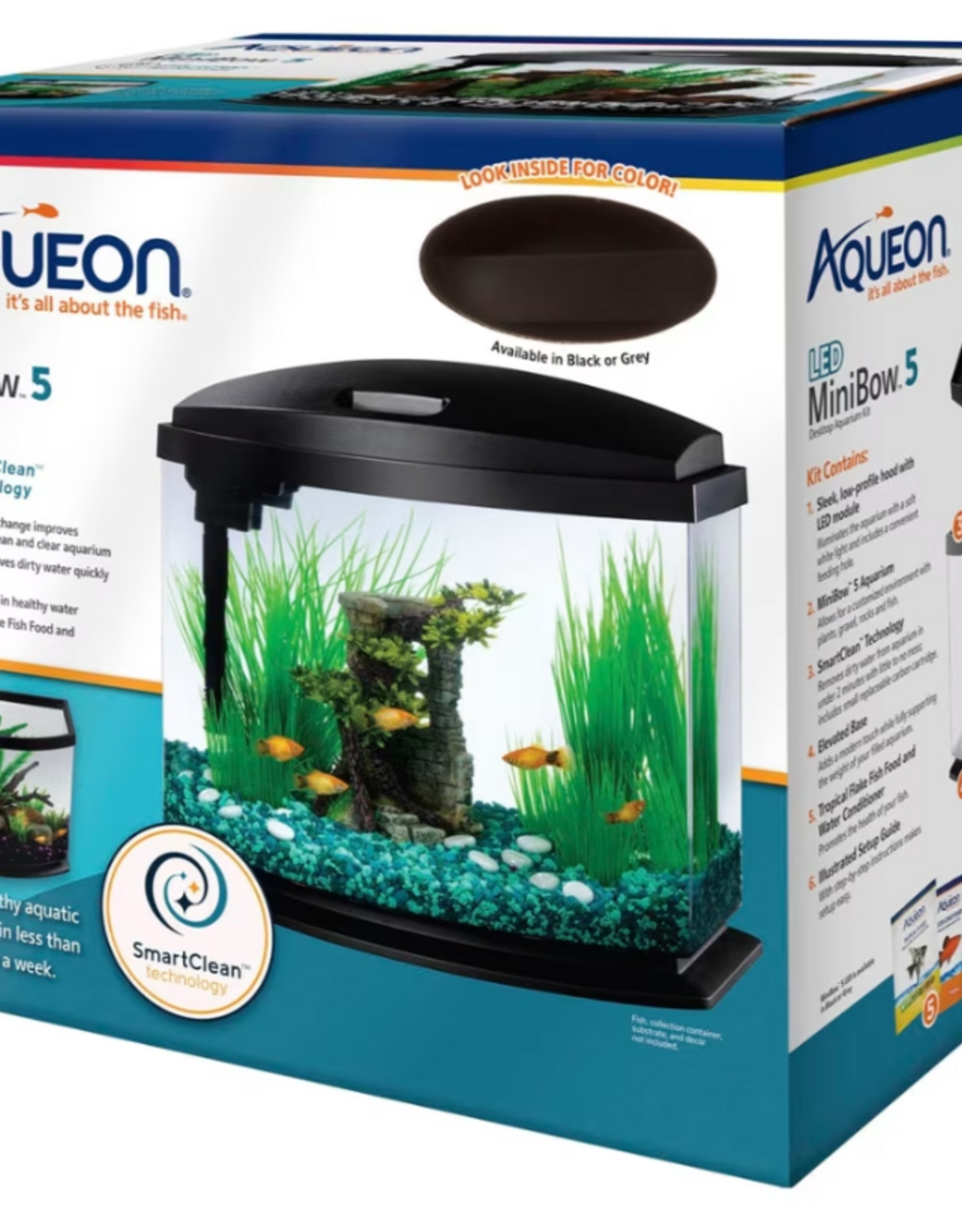 Aqueon Aqueon Mini Bow LED Smartclean Kit - 5 gallon, Black