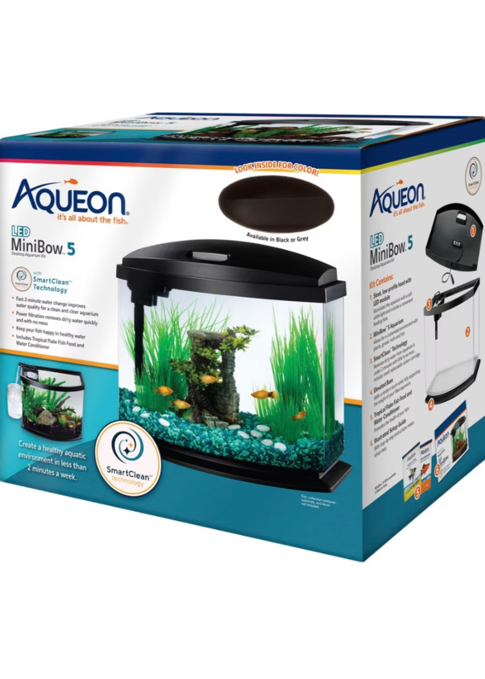 Aqueon Aqueon Mini Bow LED Smartclean Kit - 5 gallon, Black
