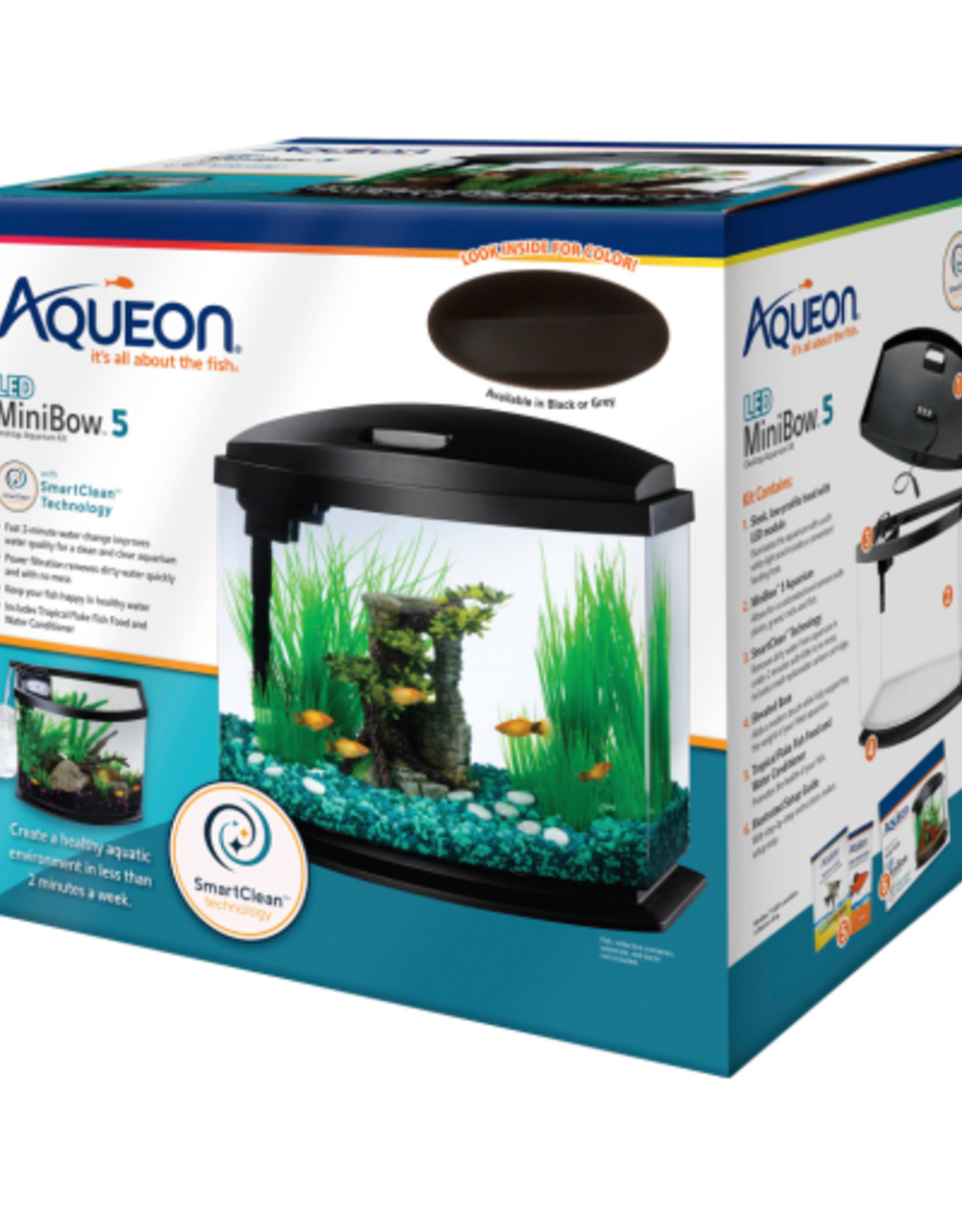 Aqueon Aqueon Mini Bow LED Smartclean Kit - 5 gallon, Black