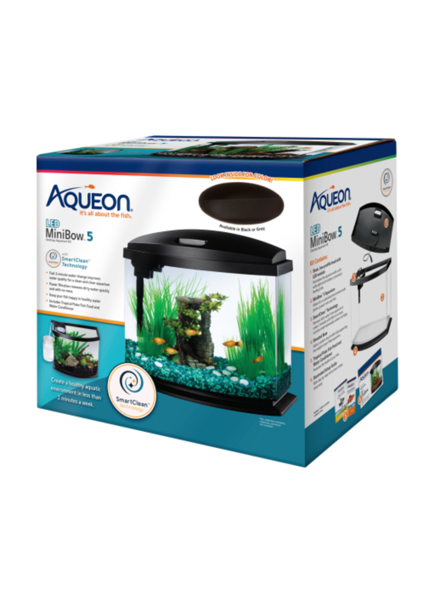 Aqueon Aqueon Mini Bow LED Smartclean Kit - 5 gallon, Black