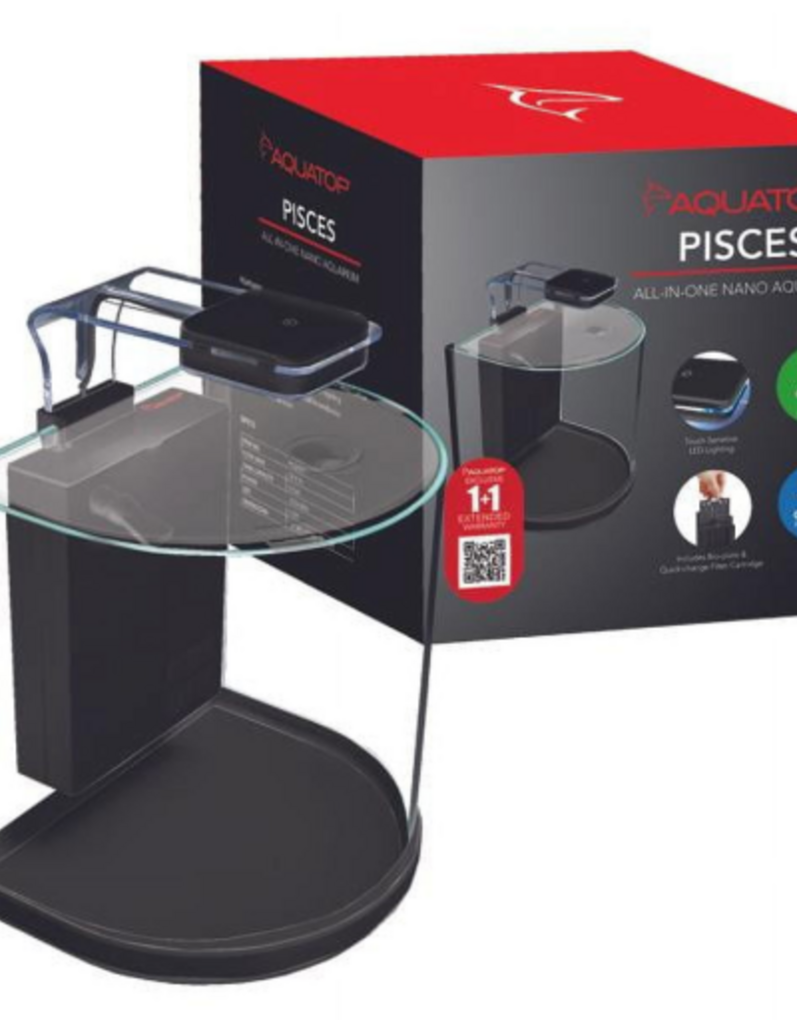 Aquatop Aquatop Pisces Glass Aquarium Nano Fish Tank 5 Gallon Half-Circle All In One with Filter and LED Light