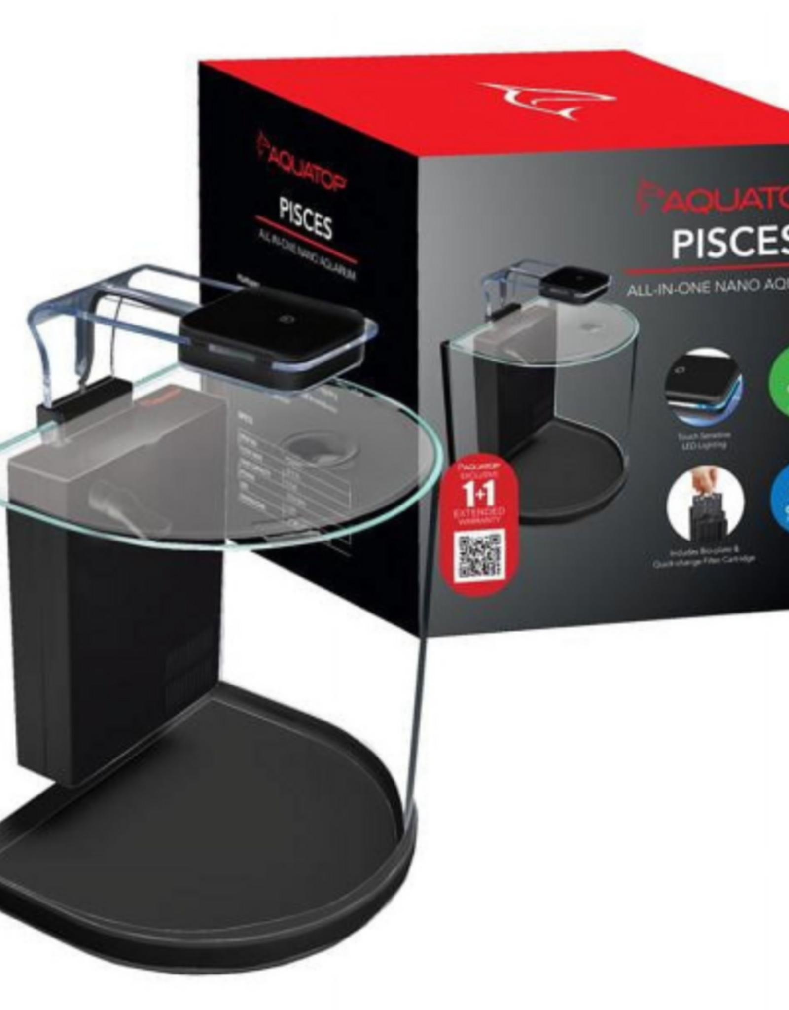 Aquatop Aquatop Pisces Glass Aquarium Nano Fish Tank 3 Gallon Half-Circle All In One with Filter and LED Light