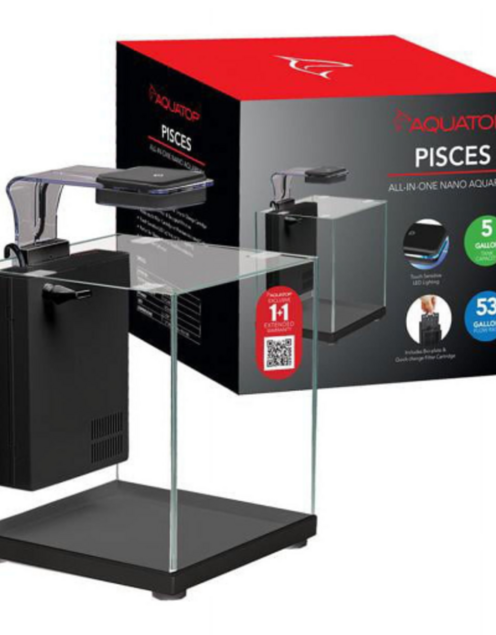 Aquatop Aquatop Pisces Glass Aquarium Nano Fish Tank 5 Gallon Cube Shape All In One with Filter and LED Light