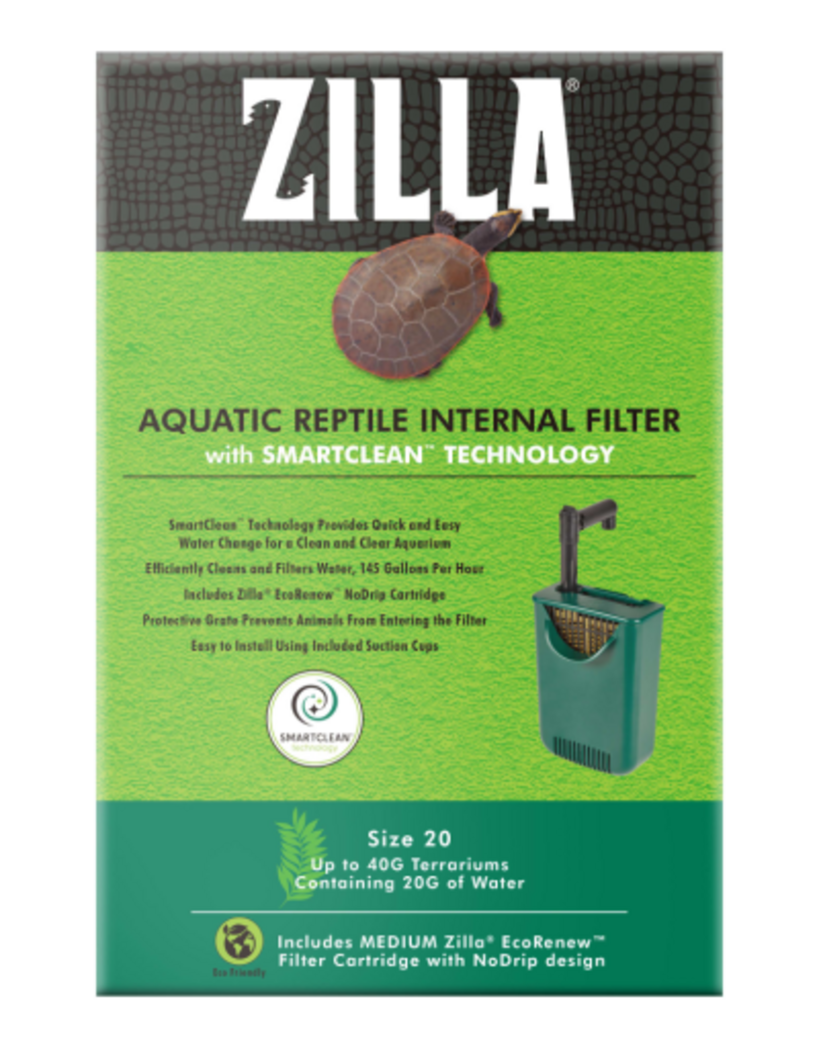 Zilla Zilla Aquatic Reptile Internal Filter with SmartClean Technology - 20 Gallon