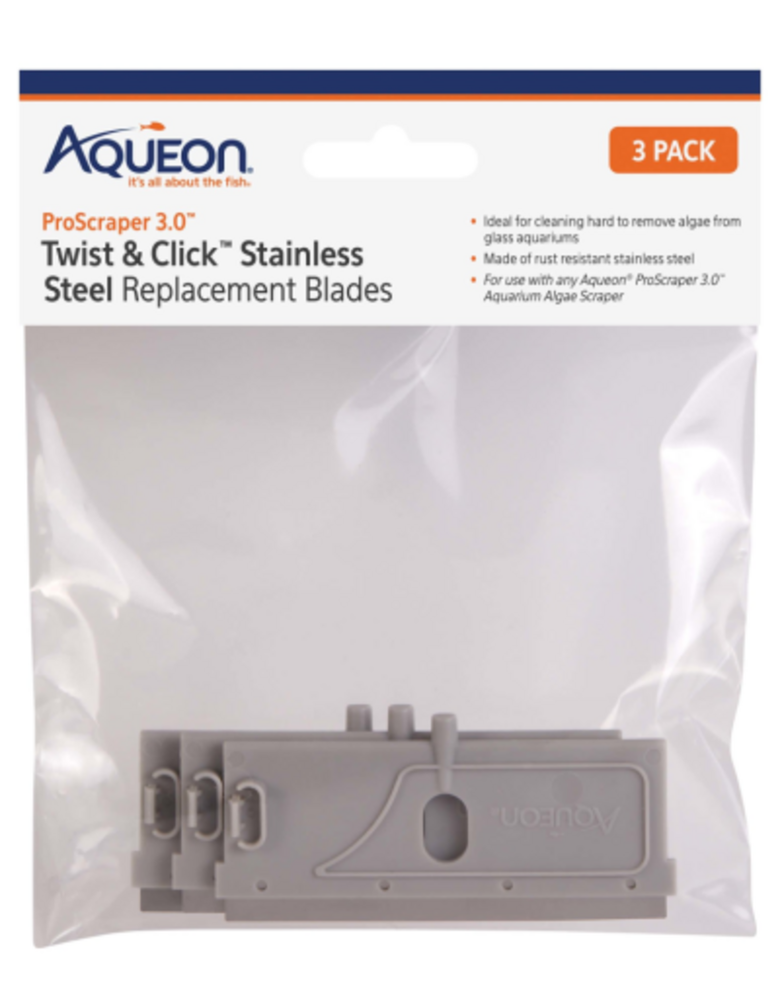 Aqueon Aqueon ProScraper 3.0 Twist & Click Stainless Steel Replacement Blades - 3 Pack