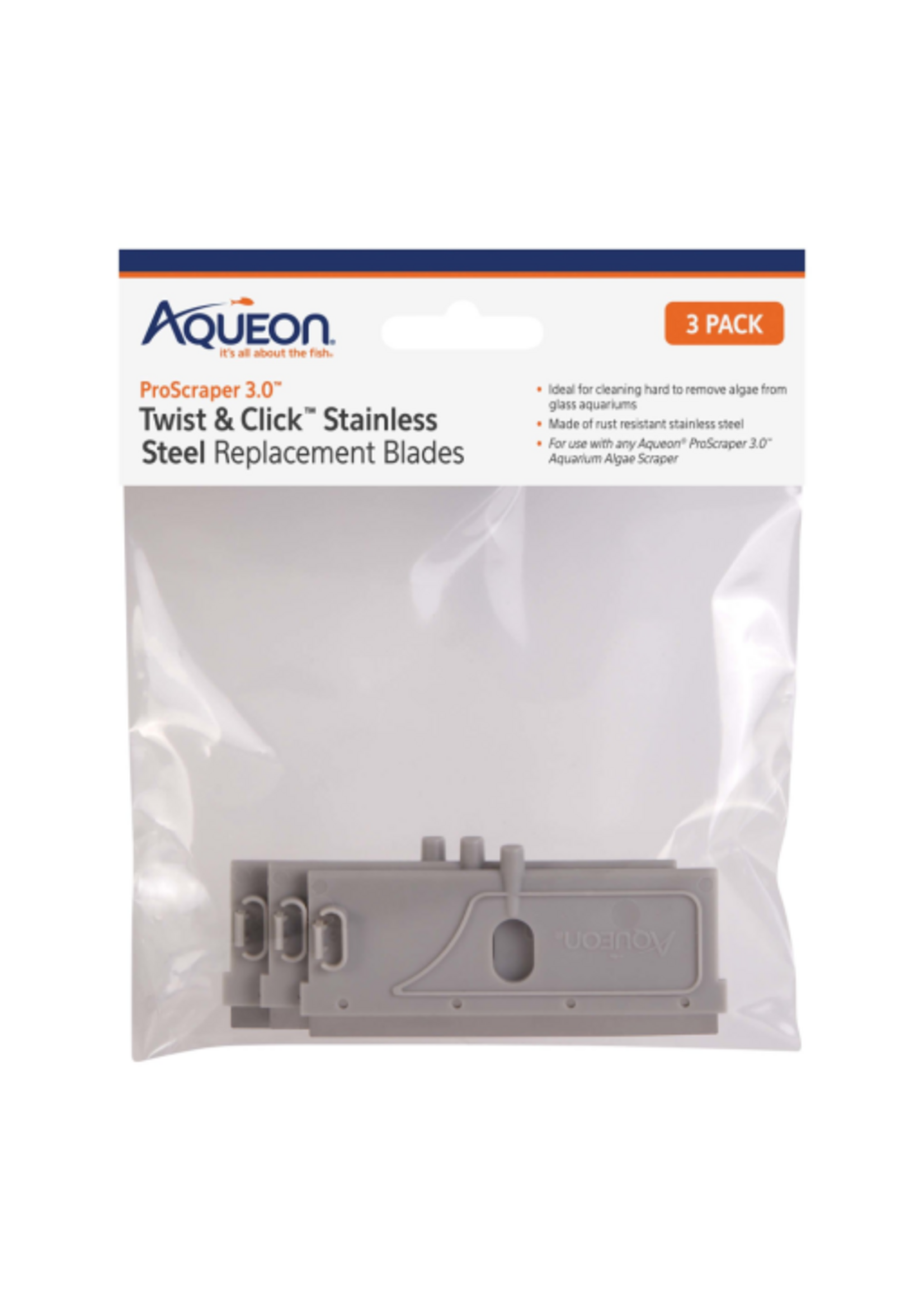 Aqueon Aqueon ProScraper 3.0 Twist & Click Stainless Steel Replacement Blades - 3 Pack