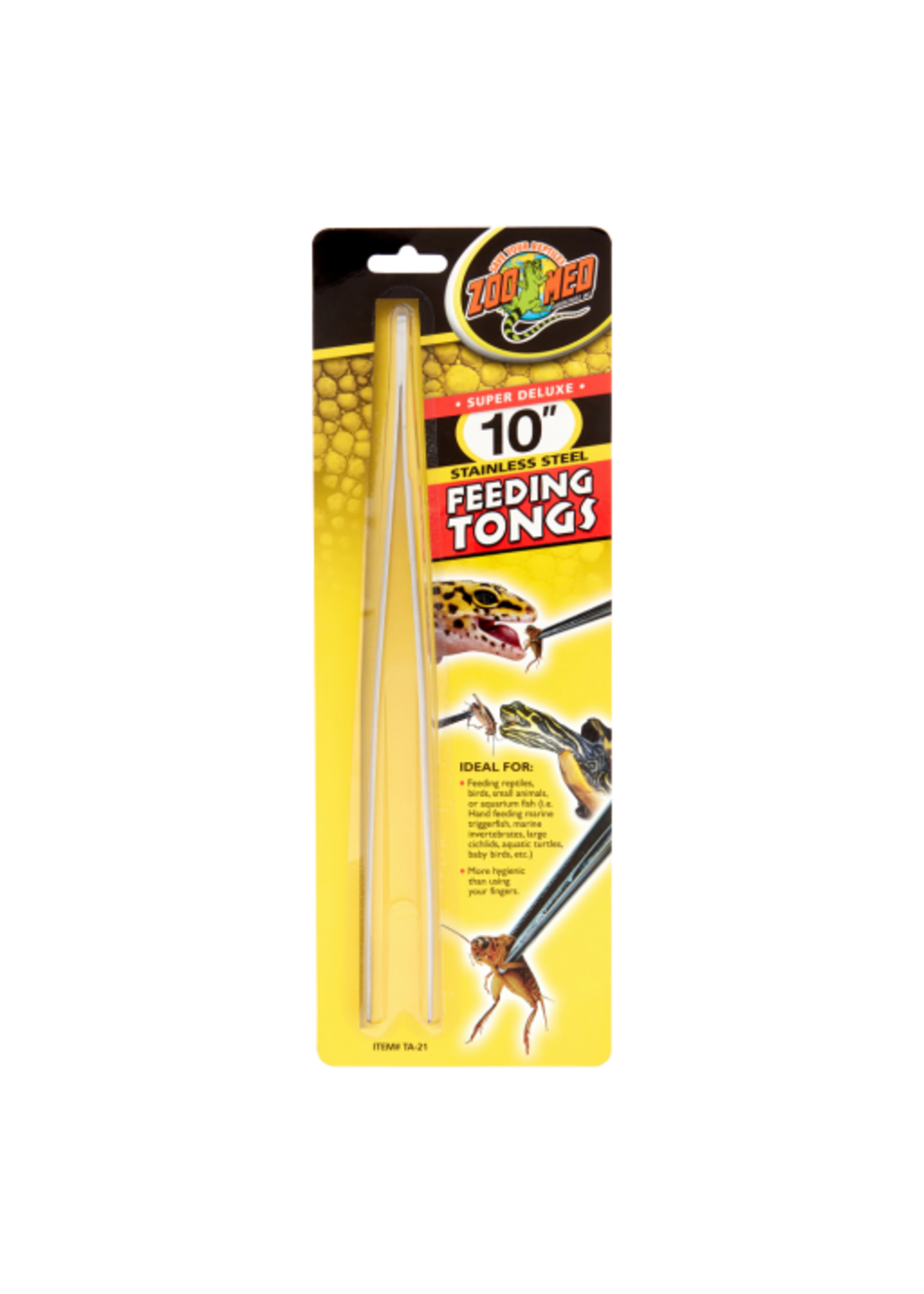 Zoo Med Stainless Steel Feeding Tongs for Reptiles Birds & Aquarium Fish - 10"